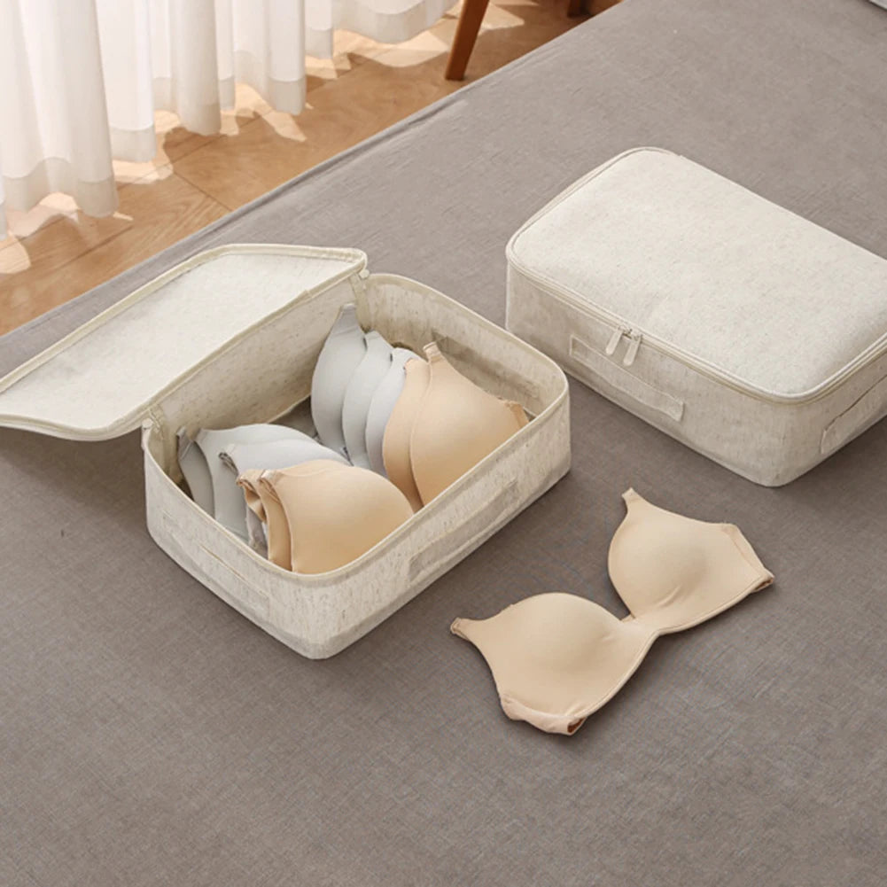 Household Clothes Storage Box Multipurpose Large Capacity Saving Space Foldable Cotton Linen Sundries Toy Finishing Box Bedroom