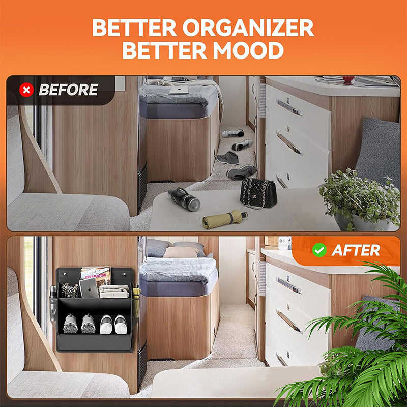 RV shoe storage (adhesive), over-door rack with deep pockets – for motorhomes, narrow wardrobes, 1 piece