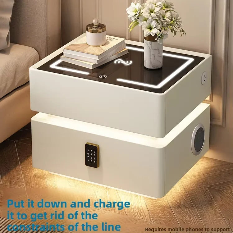 Simple and Modern Intelligent Bedside Table Light Luxury Bedroom Smart Bedside Table Solid Wood Storage Cabinet With Lock