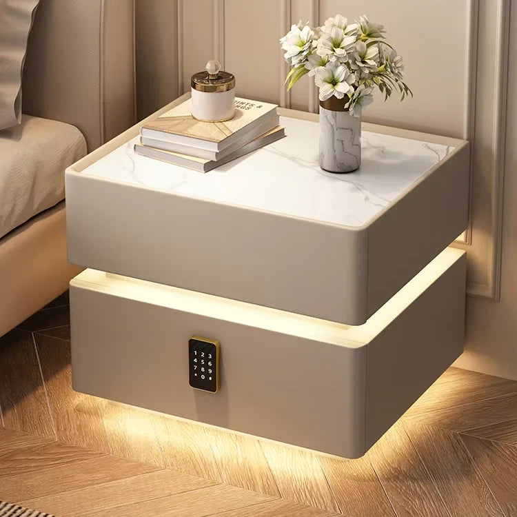 Simple and Modern Intelligent Bedside Table Light Luxury Bedroom Smart Bedside Table Solid Wood Storage Cabinet With Lock
