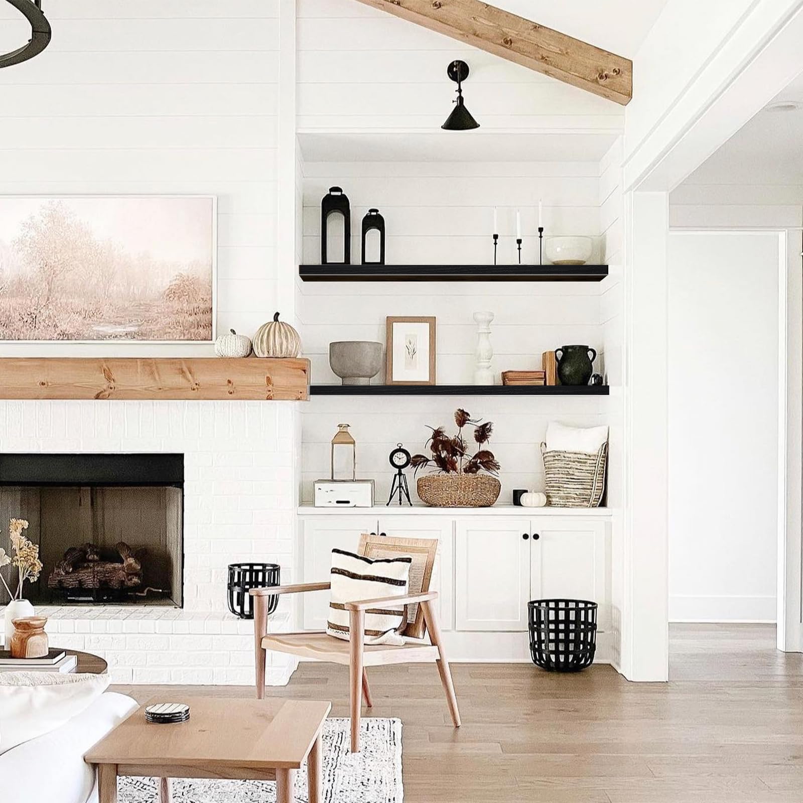 QEEIG Bathroom Floating Shelves for Wall - 15.7" Wall Mounted Shelf Over Toilet Farmhouse Home Decor Display Bookshelf Small 15.7 x 6.7 inch Set of 2, Rustic Brown (008-40BN)