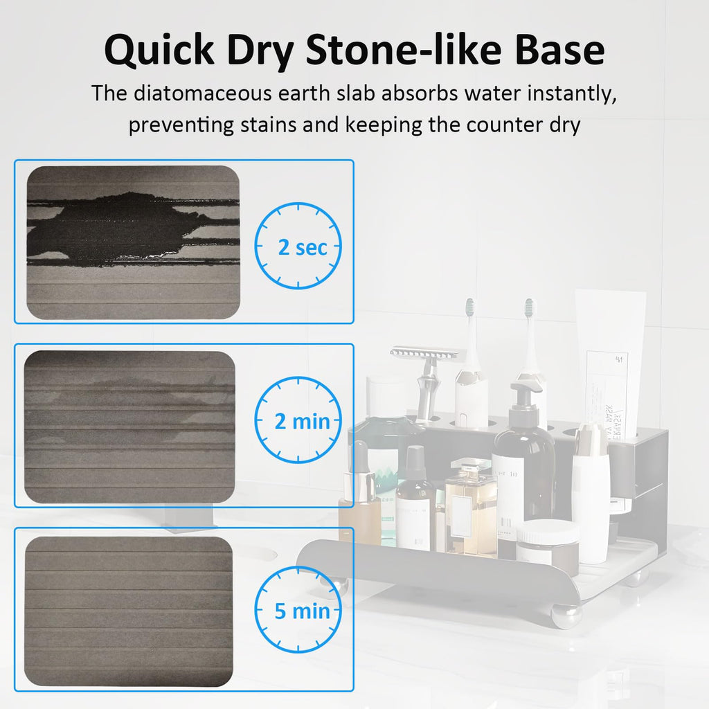 Quick Dry Electric Toothbrush Holder 4 Slots Metal Bathroom Counter Organizer for Toothpaste Razor Mouthwash, White