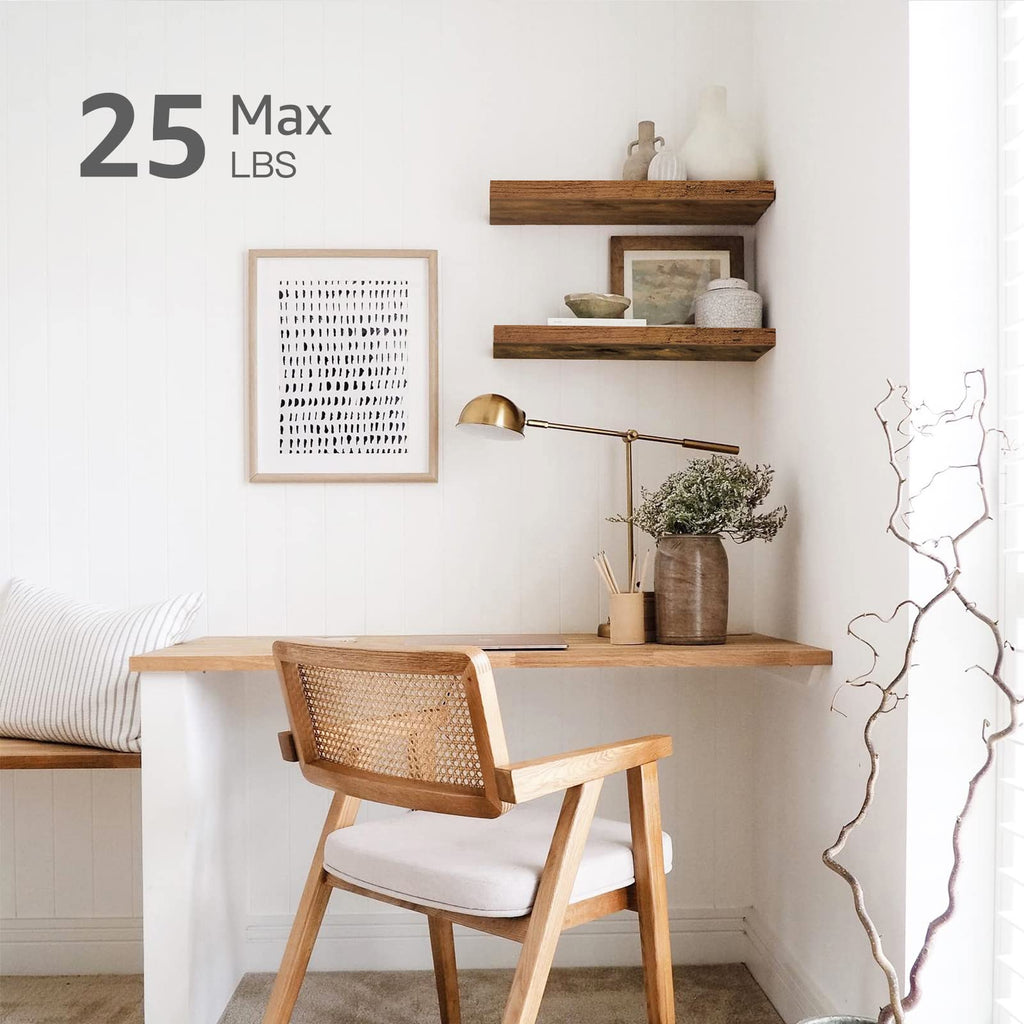 QEEIG Bathroom Floating Shelves for Wall - 15.7" Wall Mounted Shelf Over Toilet Farmhouse Home Decor Display Bookshelf Small 15.7 x 6.7 inch Set of 2, Rustic Brown (008-40BN)