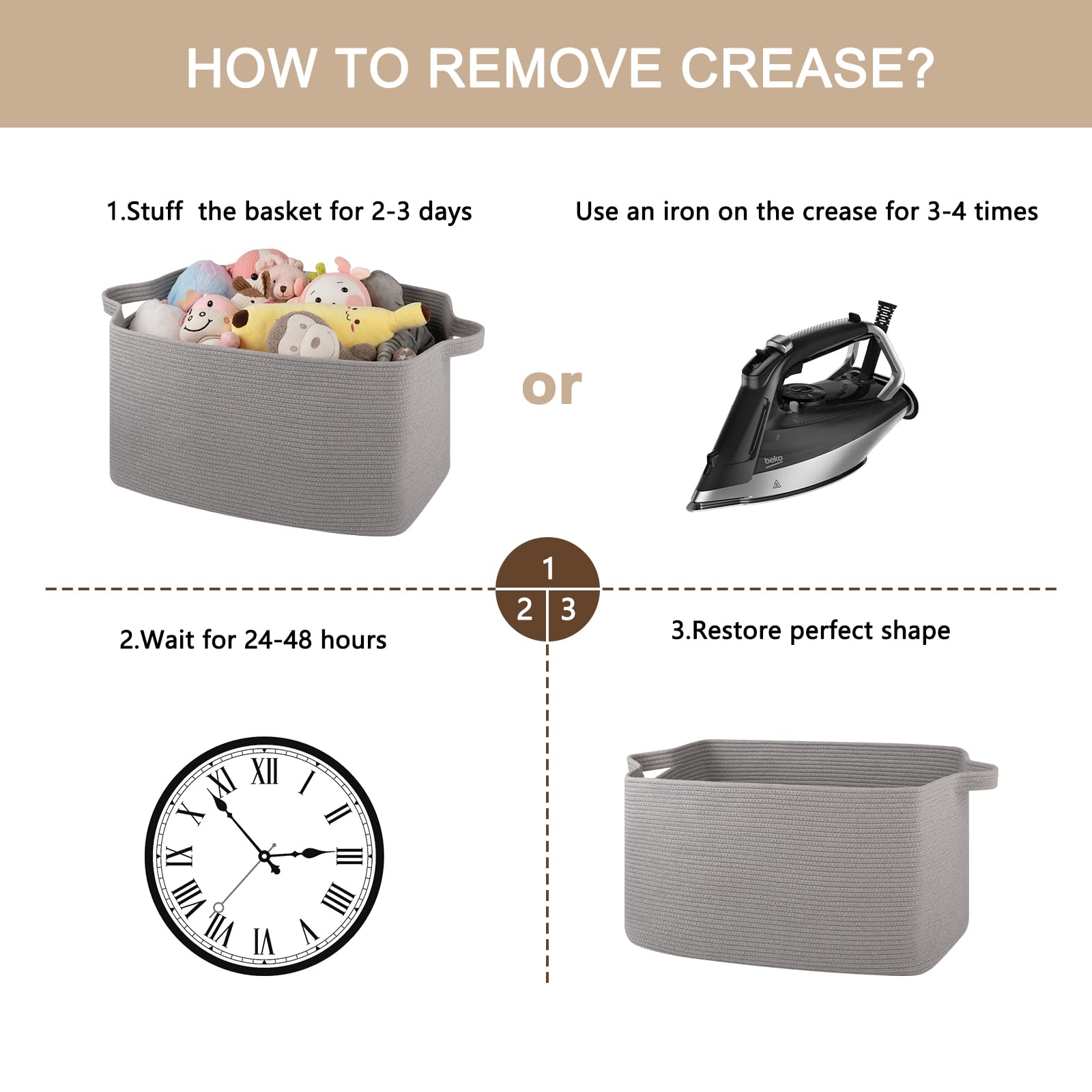 95L Extra Large Blanket Basket, 24" x 16.9" x 14.2" Woven Storage Basket for Living Room, Rectangle Nursery Blanket Storage for Toys, Towels, Dirty Clothes (Black)