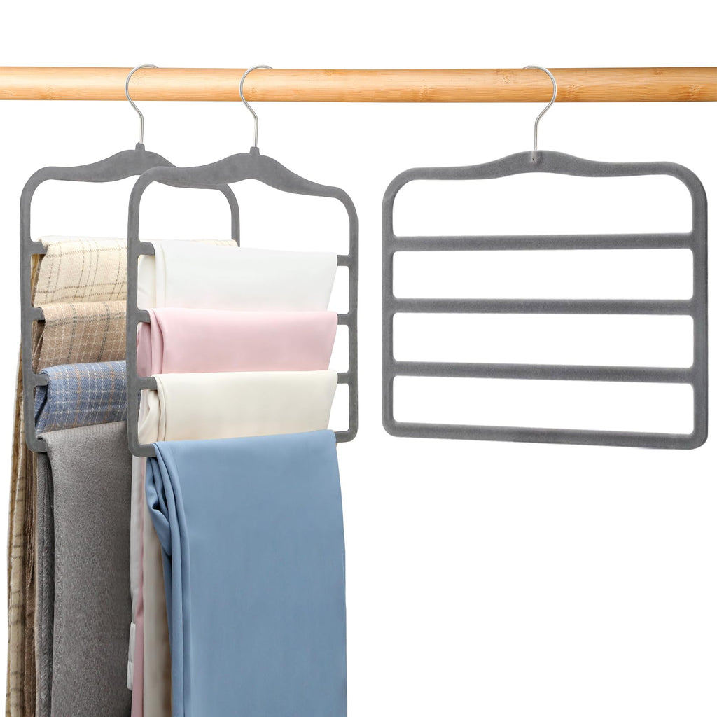 Closet Organizers and Storage,3 Pack Organization and Storage Pants-Hangers-Space-Saving,Velvet Hanger for Dorm Room for College Students Girls Boys Guys Hanging Jean Scarf