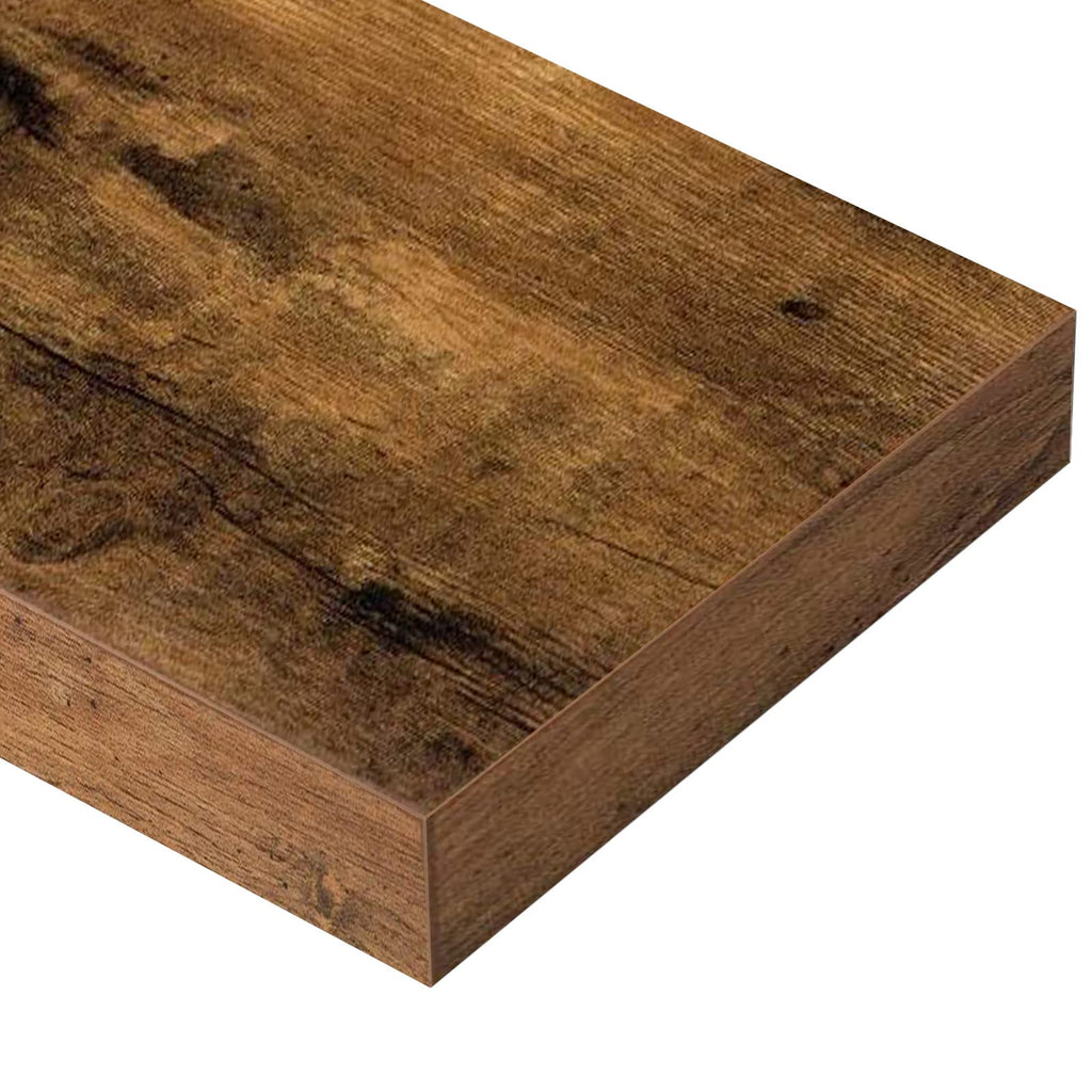 QEEIG Bathroom Floating Shelves for Wall - 15.7" Wall Mounted Shelf Over Toilet Farmhouse Home Decor Display Bookshelf Small 15.7 x 6.7 inch Set of 2, Rustic Brown (008-40BN)