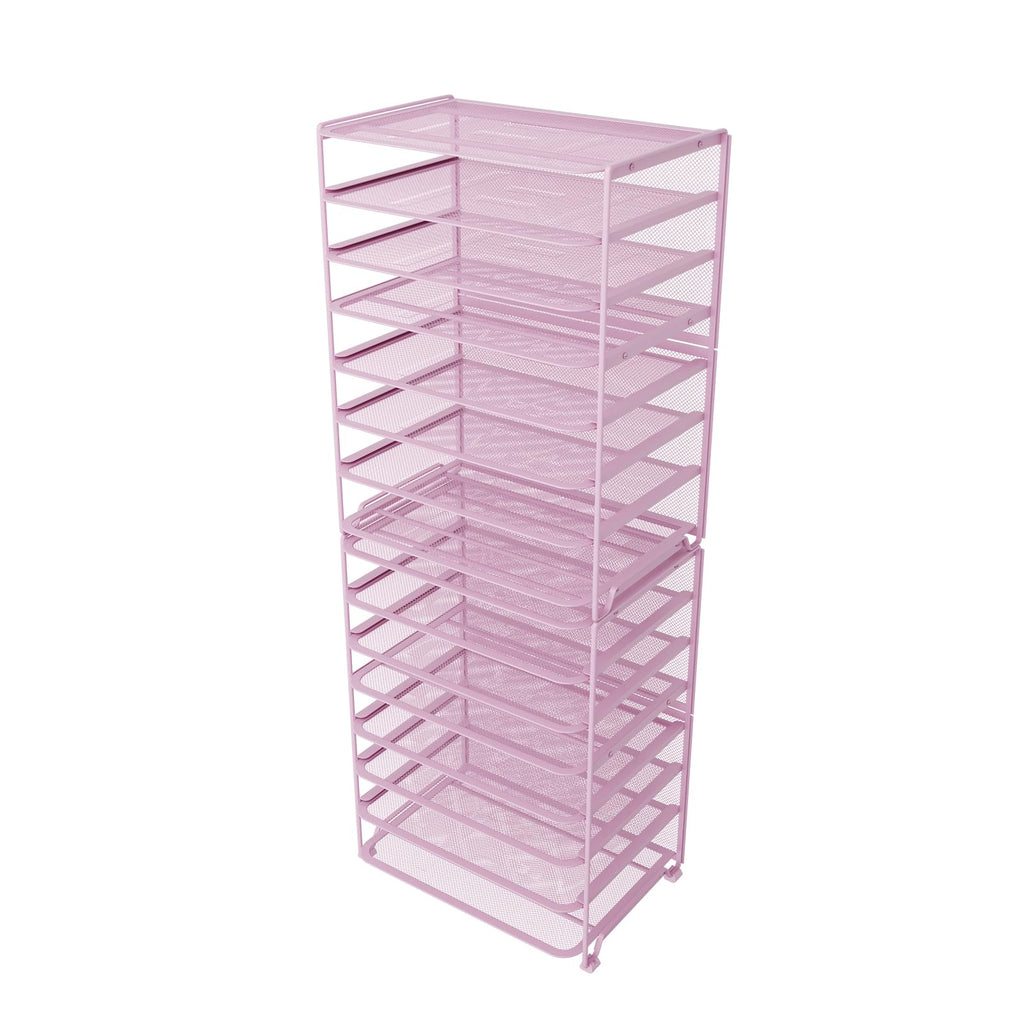 Simple Trending 7 Tier Desk File Organizer, Letter Tray Paper Organizer with Pen Holder and Metal Hanging Basket, Black