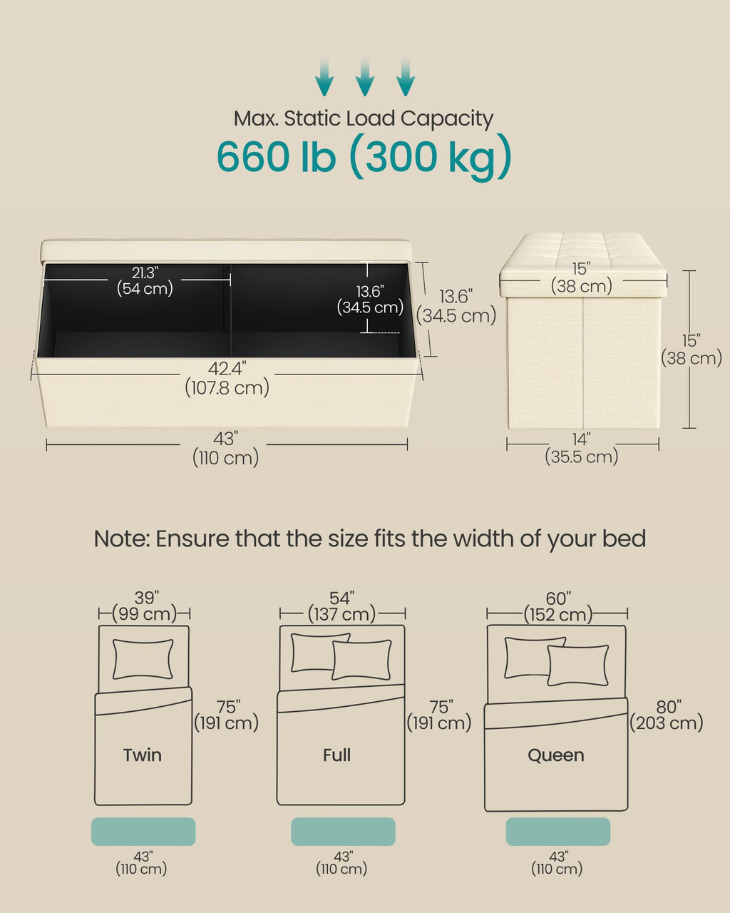 SONGMICS Mazie Collection - 30 Inches Folding Storage Ottoman Bench, Ottoman Foot Rest, End of Bed Bench, Storage Chest, Load 660 lb, for Living Room, Bedroom, Entryway, Ink Black ULSF047B01