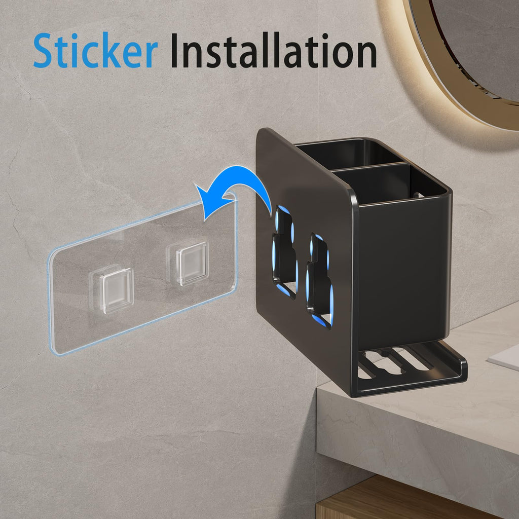 Aluminum Toothbrush Holder Self-Adhesive Hanging Bracket Shower Toothbrush Razor Holder Suitable for Toothbrush, Toothpaste, Razor and Comb etc Bathroom Storage