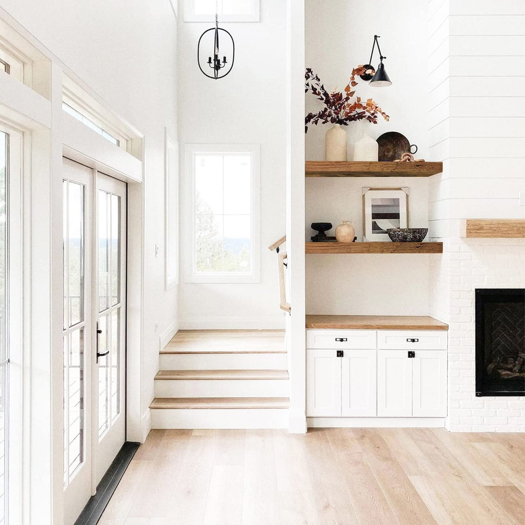 QEEIG Bathroom Floating Shelves for Wall - 15.7" Wall Mounted Shelf Over Toilet Farmhouse Home Decor Display Bookshelf Small 15.7 x 6.7 inch Set of 2, Rustic Brown (008-40BN)