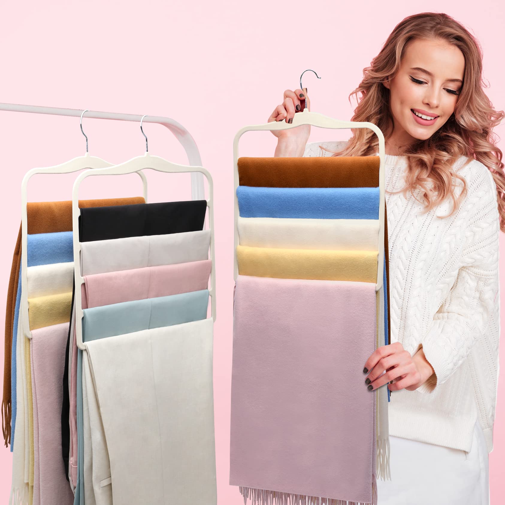 Closet Organizers and Storage,3 Pack Organization and Storage Pants-Hangers-Space-Saving,Velvet Hanger for Dorm Room for College Students Girls Boys Guys Hanging Jean Scarf