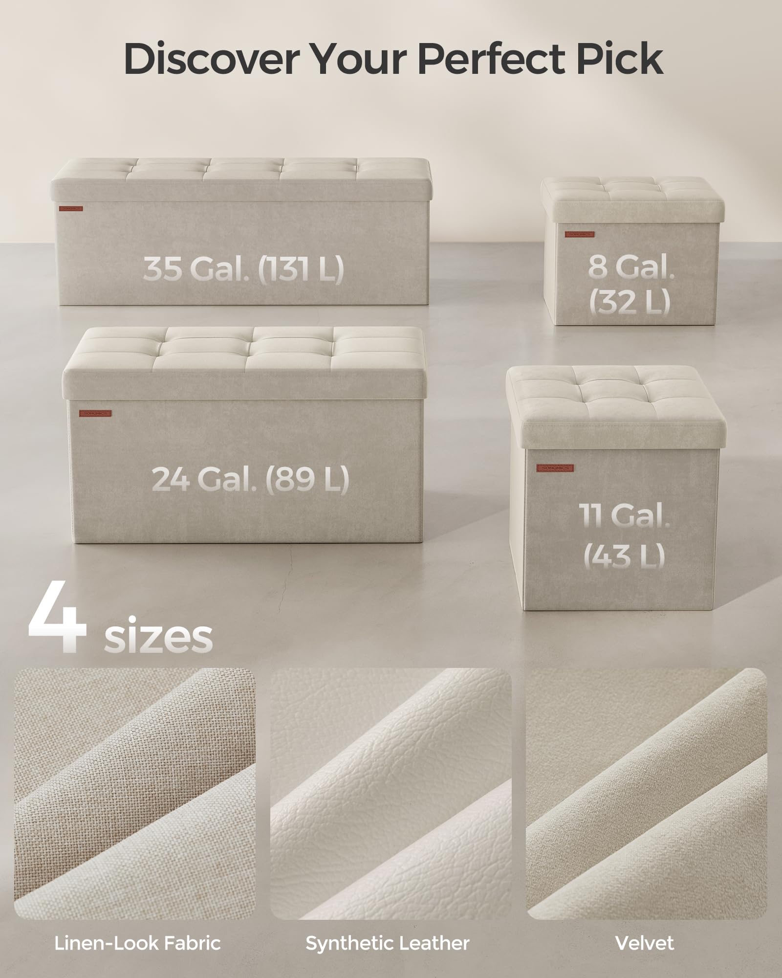 SONGMICS Mazie Collection - Storage Ottoman Bench, Foldable Foot Rest, 15 x 43 x 15 Inches, End of Bed Bench, Storage Chest, Load 660 lb, Living Room, Bedroom, Entryway, Jelly Pink ULSF277R01