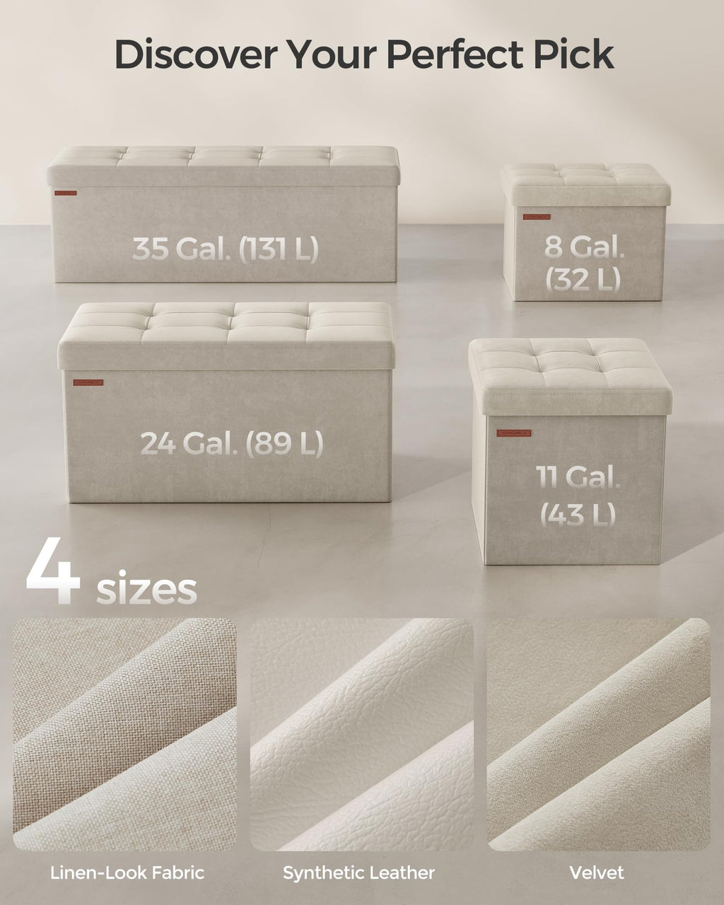 SONGMICS Mazie Collection - Storage Ottoman Bench, Foldable Foot Rest, 15 x 43 x 15 Inches, End of Bed Bench, Storage Chest, Load 660 lb, Living Room, Bedroom, Entryway, Jelly Pink ULSF277R01