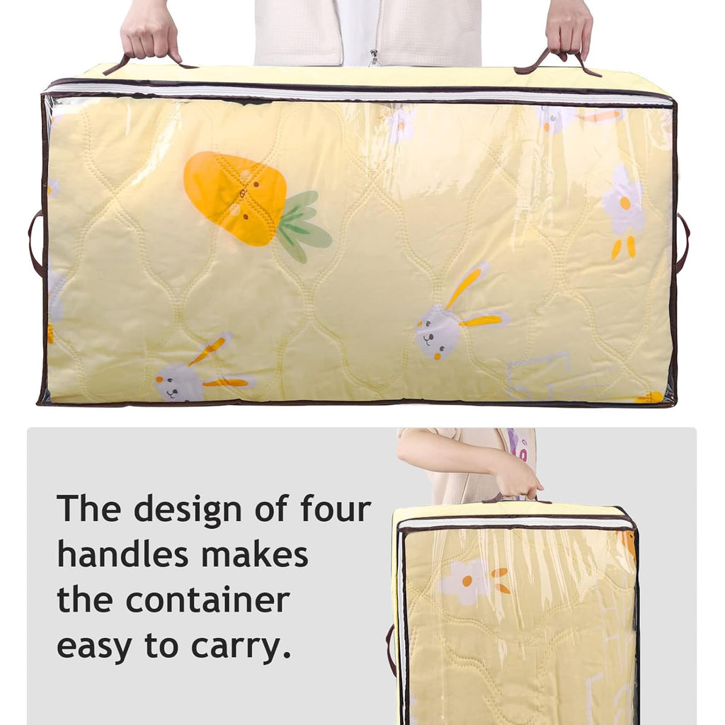 Budding Joy 90L Under Bed Storage Containers, Closet Organizers and Storage Bins, Foldable Underbed Storage Bags for Blanket, Clothing, Comforter, Sweaters, Pillows, Linen Sheets, Wrapping Paper, Grey