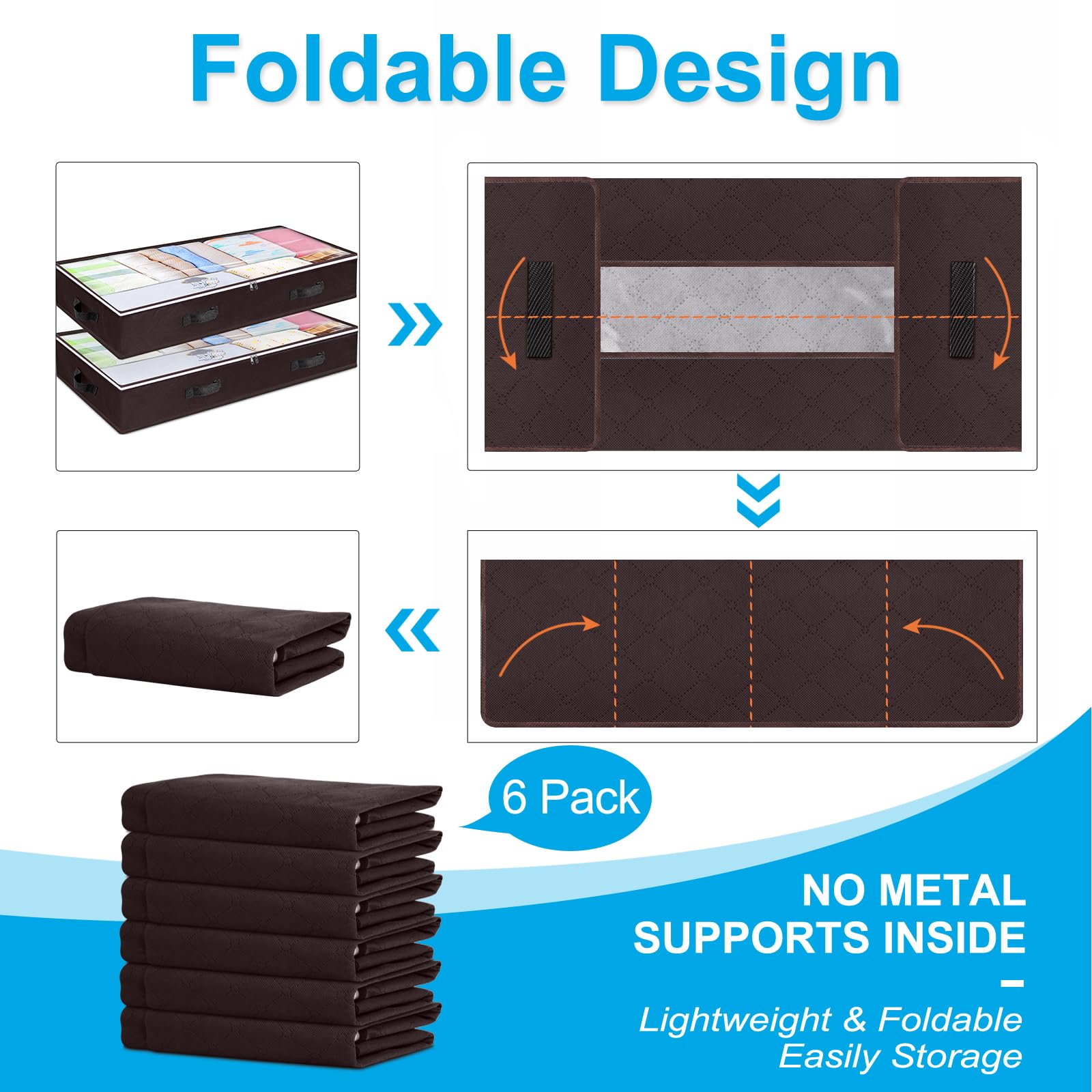 Budding Joy 90L Under Bed Storage Containers, Closet Organizers and Storage Bins, Foldable Underbed Storage Bags for Blanket, Clothing, Comforter, Sweaters, Pillows, Linen Sheets, Wrapping Paper, Grey