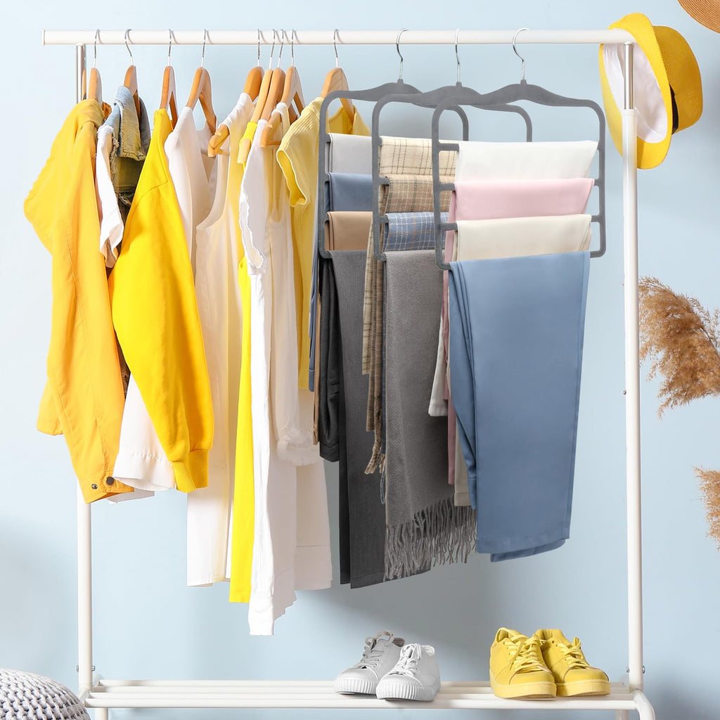 Closet Organizers and Storage,3 Pack Organization and Storage Pants-Hangers-Space-Saving,Velvet Hanger for Dorm Room for College Students Girls Boys Guys Hanging Jean Scarf