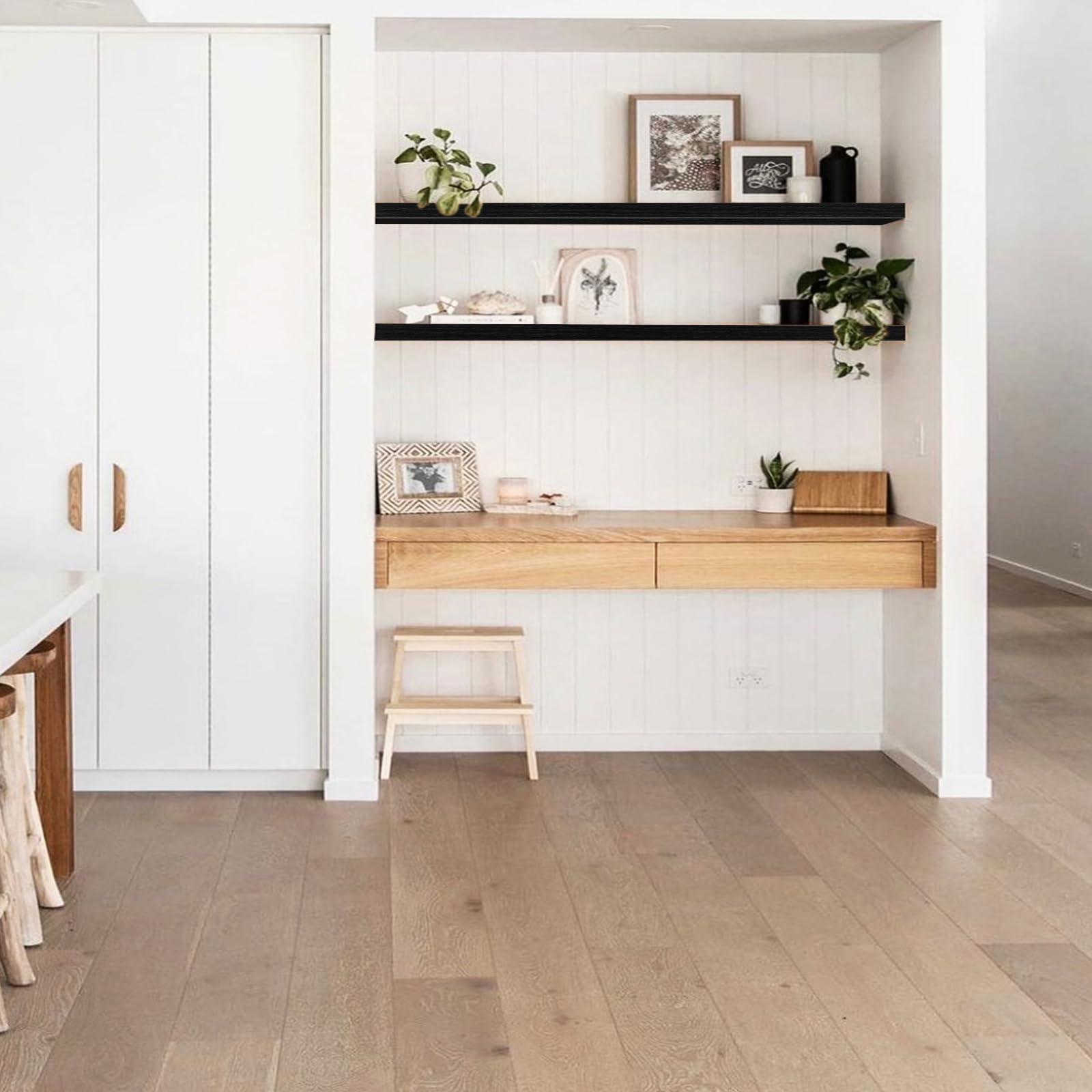 QEEIG Bathroom Floating Shelves for Wall - 15.7" Wall Mounted Shelf Over Toilet Farmhouse Home Decor Display Bookshelf Small 15.7 x 6.7 inch Set of 2, Rustic Brown (008-40BN)