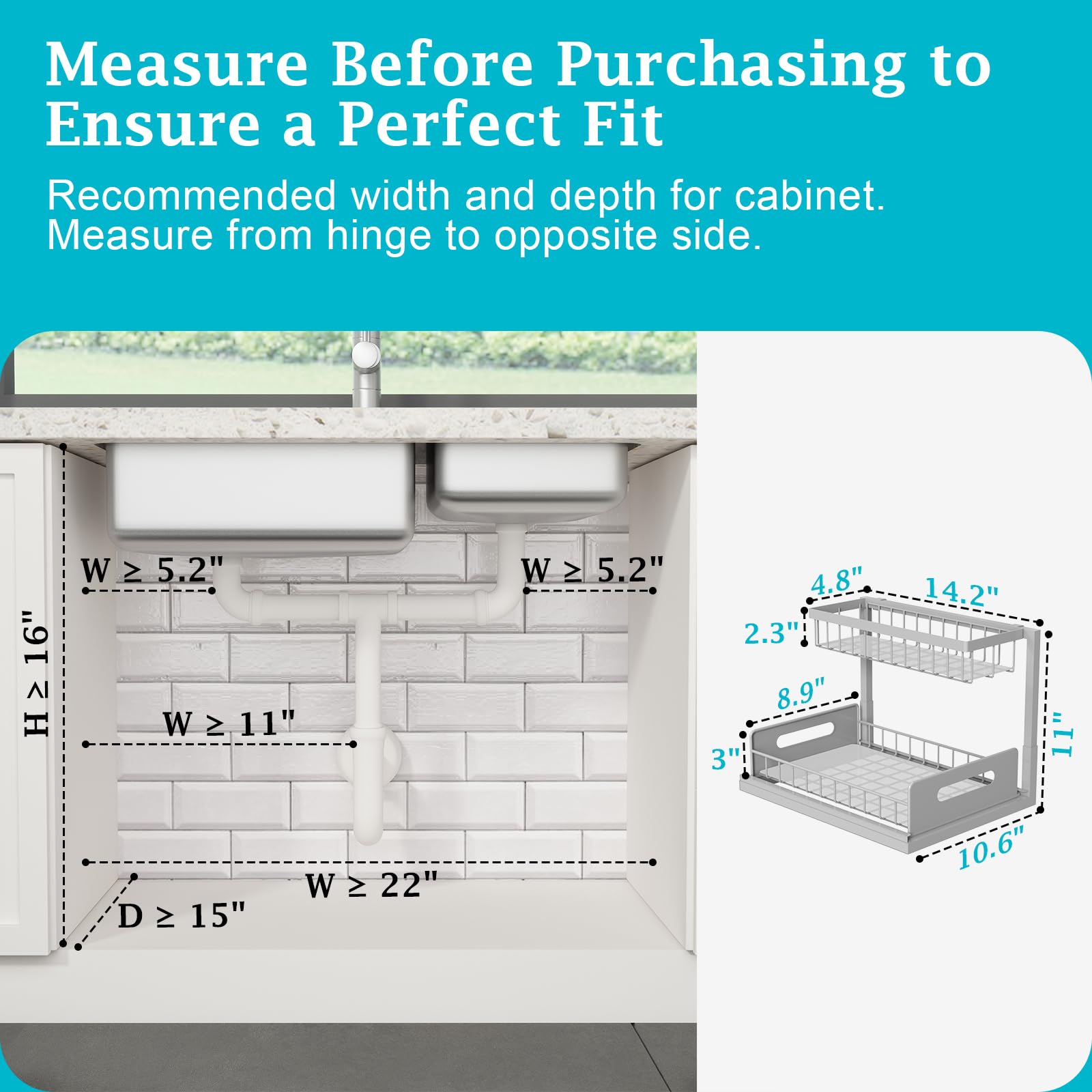REALINN Under Sink Organizer, Pull Out Cabinet Organizer 2 Tier Slide Out Sink Shelf Cabinet Storage Shelves, Under Sink Storage for Kitchen Bathroom Cabinet, White, 1 Pack