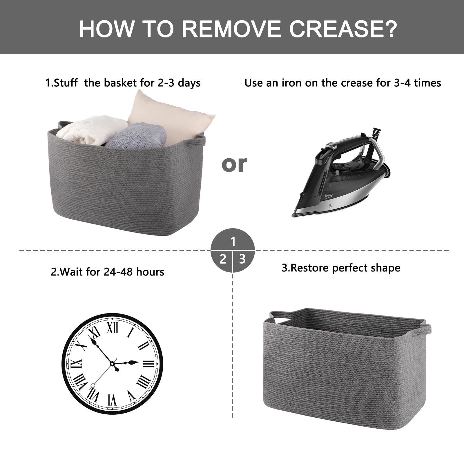 95L Extra Large Blanket Basket, 24" x 16.9" x 14.2" Woven Storage Basket for Living Room, Rectangle Nursery Blanket Storage for Toys, Towels, Dirty Clothes (Black)