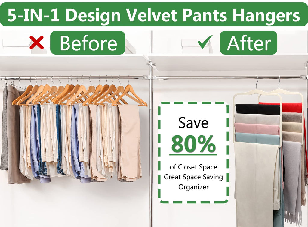 Closet Organizers and Storage,3 Pack Organization and Storage Pants-Hangers-Space-Saving,Velvet Hanger for Dorm Room for College Students Girls Boys Guys Hanging Jean Scarf