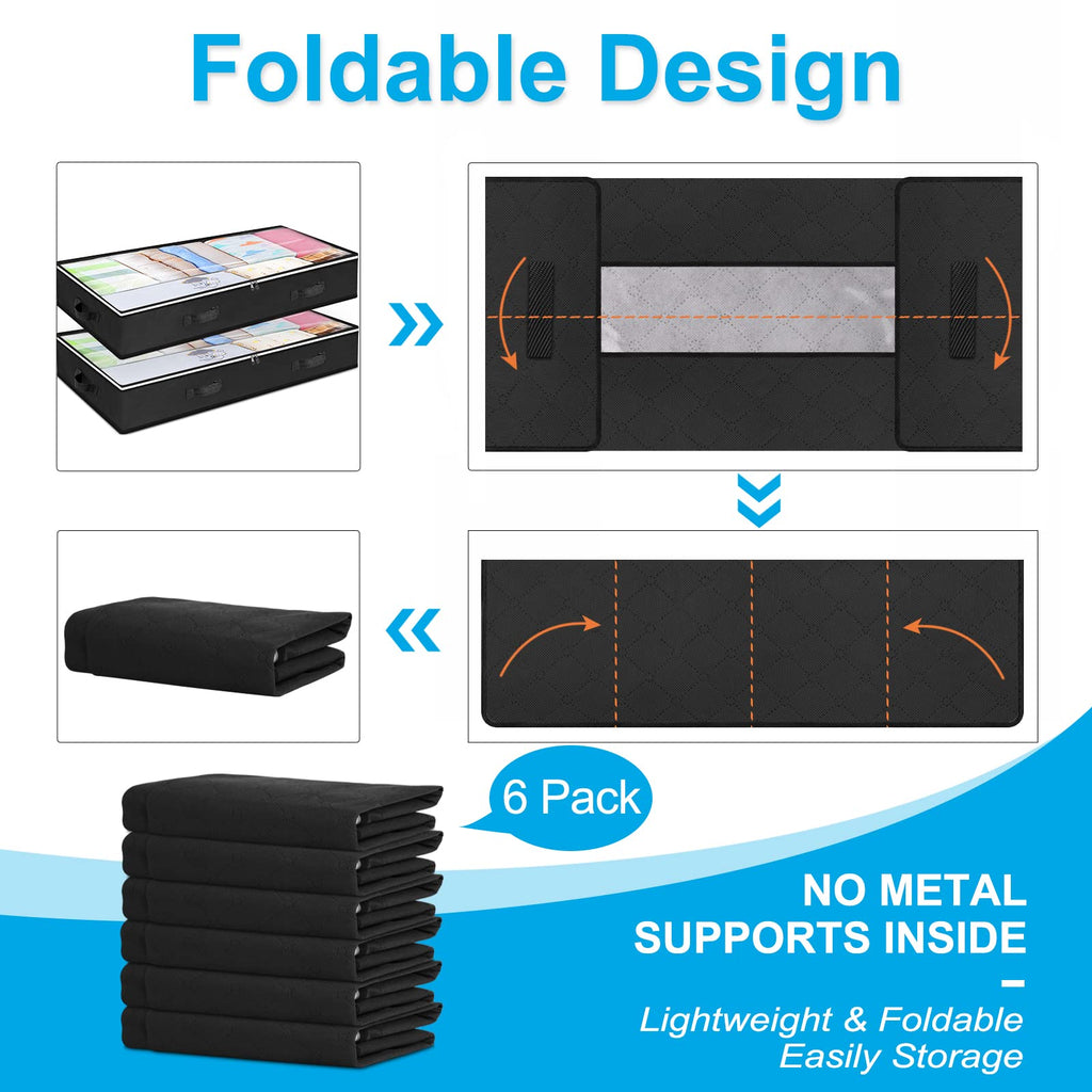 Budding Joy 90L Under Bed Storage Containers, Closet Organizers and Storage Bins, Foldable Underbed Storage Bags for Blanket, Clothing, Comforter, Sweaters, Pillows, Linen Sheets, Wrapping Paper, Grey