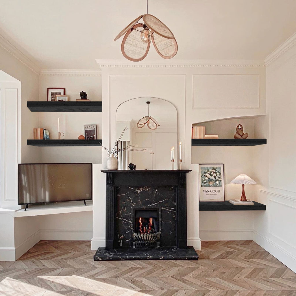 QEEIG Bathroom Floating Shelves for Wall - 15.7" Wall Mounted Shelf Over Toilet Farmhouse Home Decor Display Bookshelf Small 15.7 x 6.7 inch Set of 2, Rustic Brown (008-40BN)