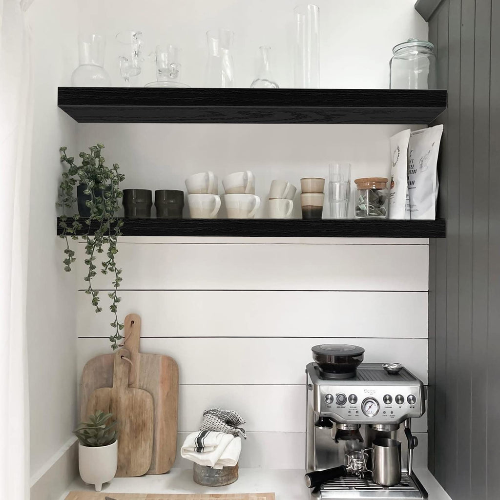 QEEIG Bathroom Floating Shelves for Wall - 15.7" Wall Mounted Shelf Over Toilet Farmhouse Home Decor Display Bookshelf Small 15.7 x 6.7 inch Set of 2, Rustic Brown (008-40BN)