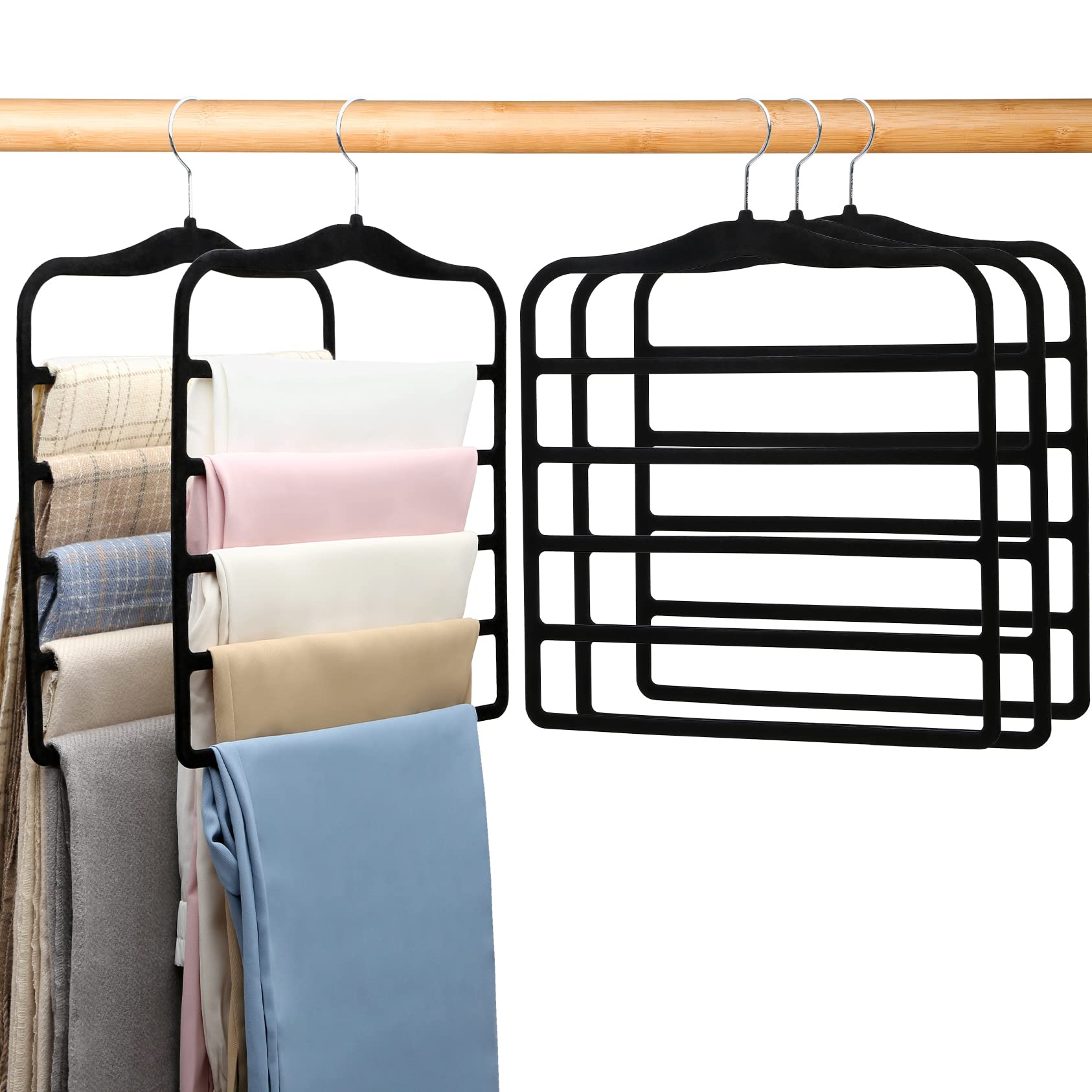 Closet Organizers and Storage,3 Pack Organization and Storage Pants-Hangers-Space-Saving,Velvet Hanger for Dorm Room for College Students Girls Boys Guys Hanging Jean Scarf