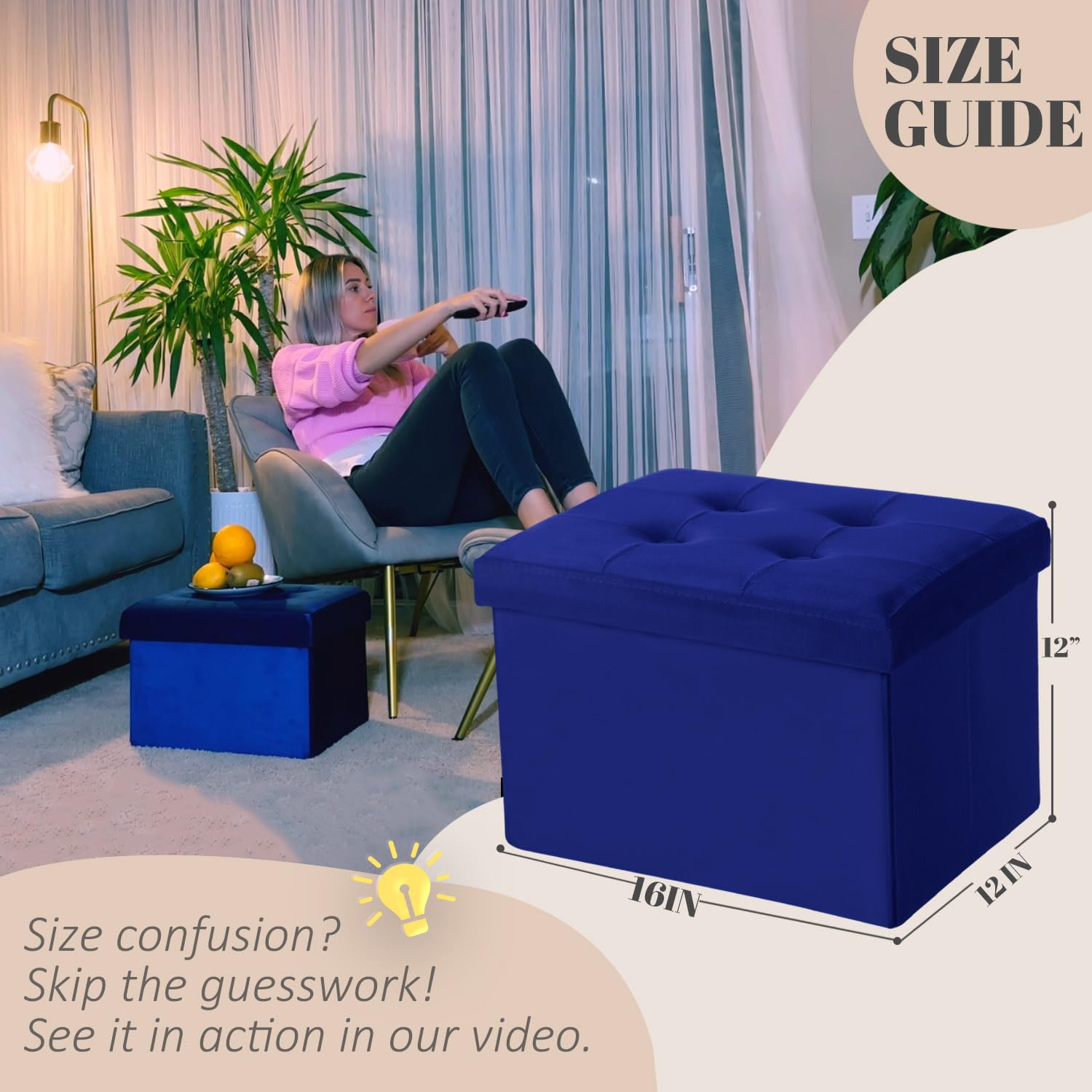 LINMAGCO Ottoman Storage Ottoman with Storage Small Foot Rest Stool Under Desk Stool Short Folding Footrest Linen Cloth Dark Gray 16X12X12IN