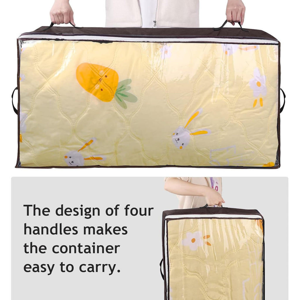 Budding Joy 90L Under Bed Storage Containers, Closet Organizers and Storage Bins, Foldable Underbed Storage Bags for Blanket, Clothing, Comforter, Sweaters, Pillows, Linen Sheets, Wrapping Paper, Grey