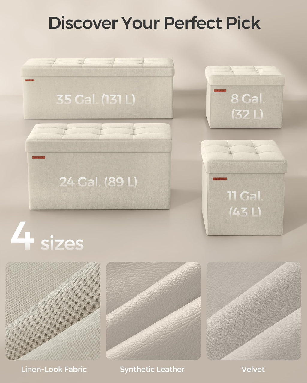 SONGMICS Mazie Collection - 30 Inches Folding Storage Ottoman Bench, Ottoman Foot Rest, End of Bed Bench, Storage Chest, Load 660 lb, for Living Room, Bedroom, Entryway, Ink Black ULSF047B01