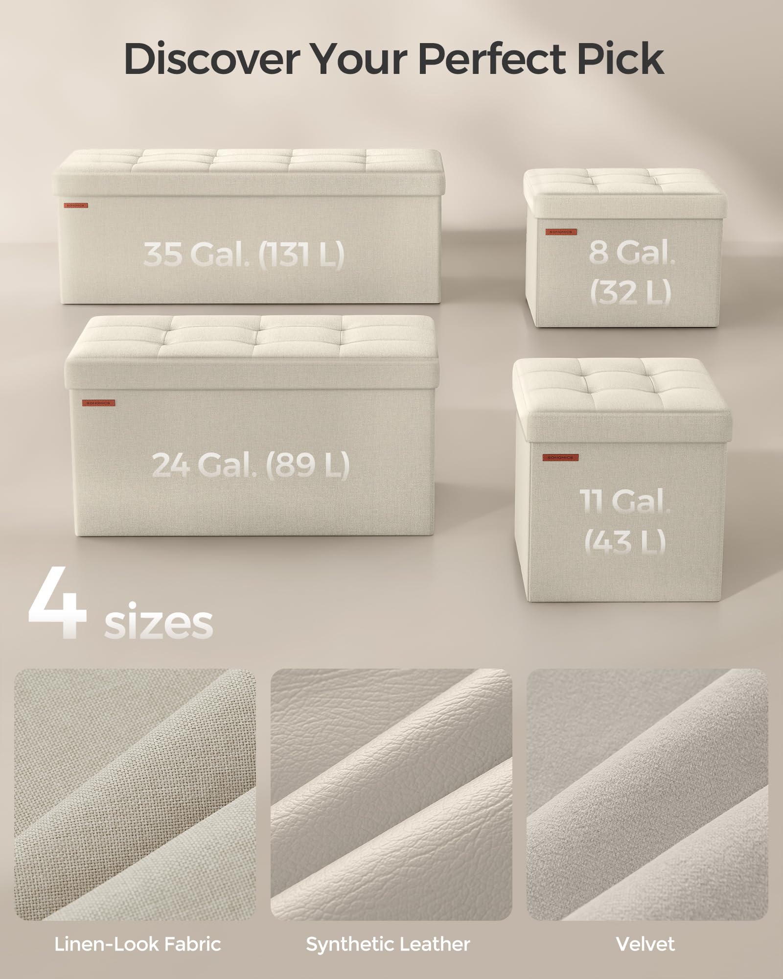 SONGMICS Mazie Collection - 30 Inches Folding Storage Ottoman Bench, Ottoman Foot Rest, End of Bed Bench, Storage Chest, Load 660 lb, for Living Room, Bedroom, Entryway, Ink Black ULSF047B01