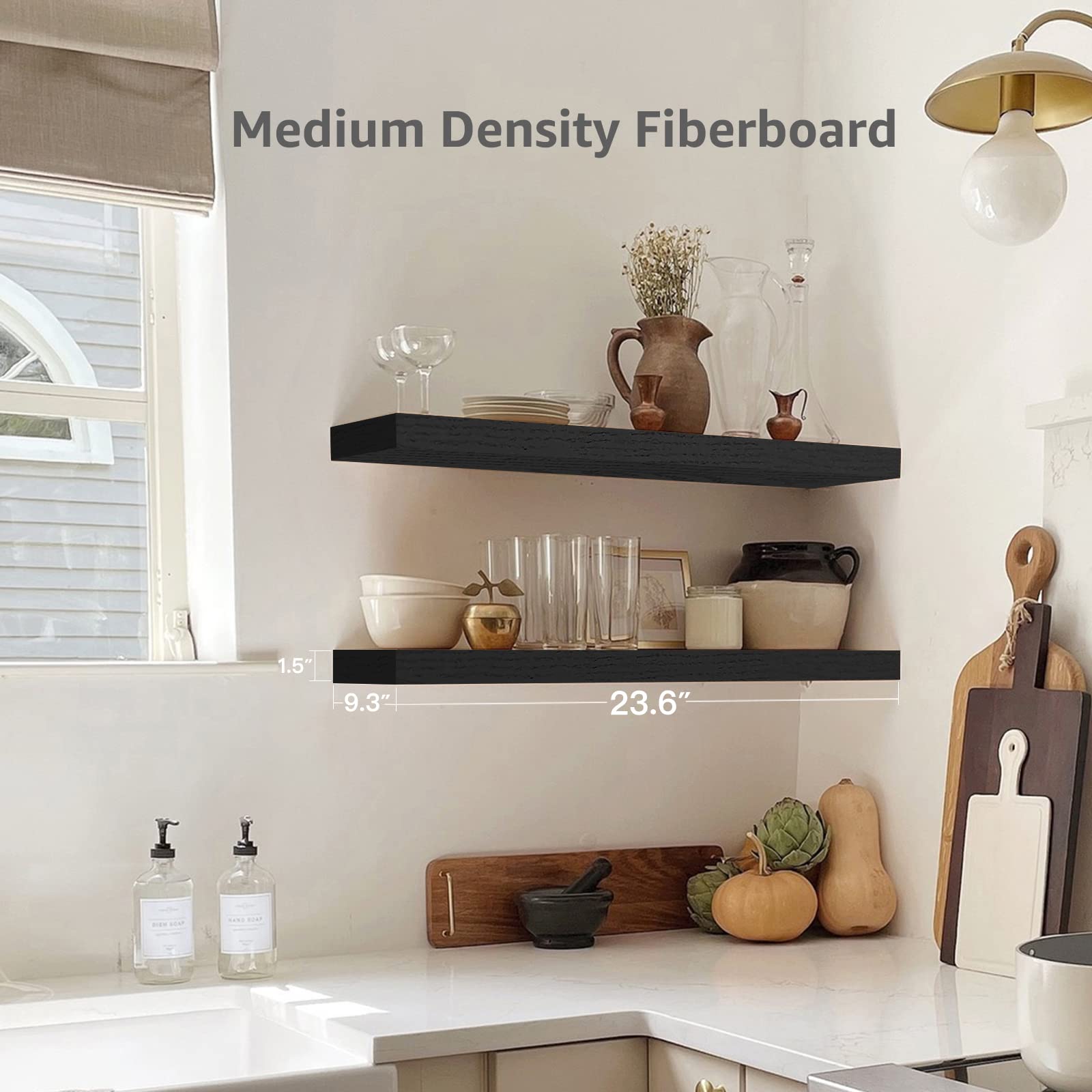 QEEIG Bathroom Floating Shelves for Wall - 15.7" Wall Mounted Shelf Over Toilet Farmhouse Home Decor Display Bookshelf Small 15.7 x 6.7 inch Set of 2, Rustic Brown (008-40BN)