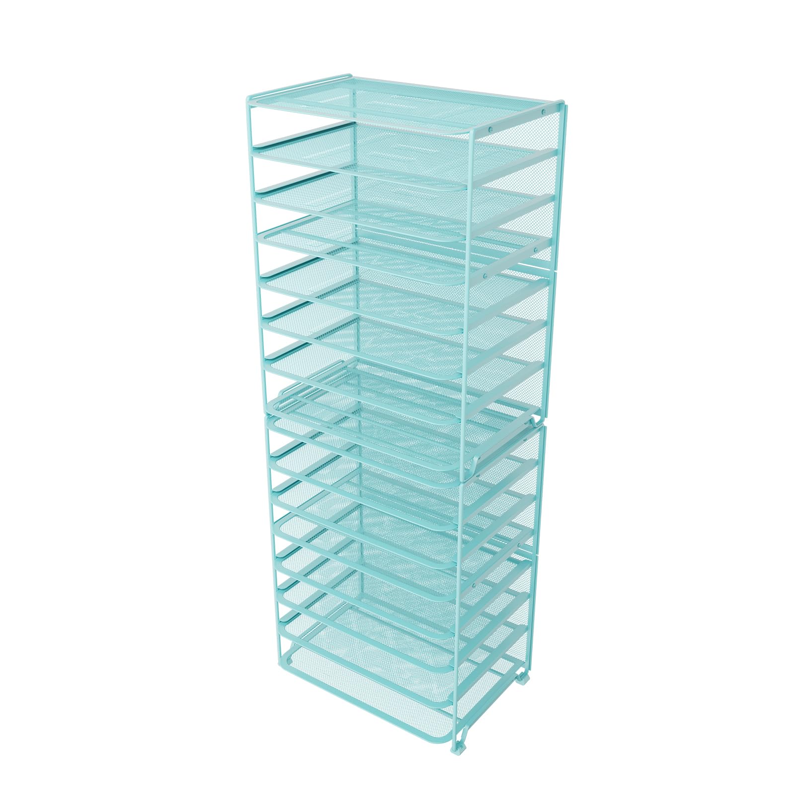 Simple Trending 7 Tier Desk File Organizer, Letter Tray Paper Organizer with Pen Holder and Metal Hanging Basket, Black