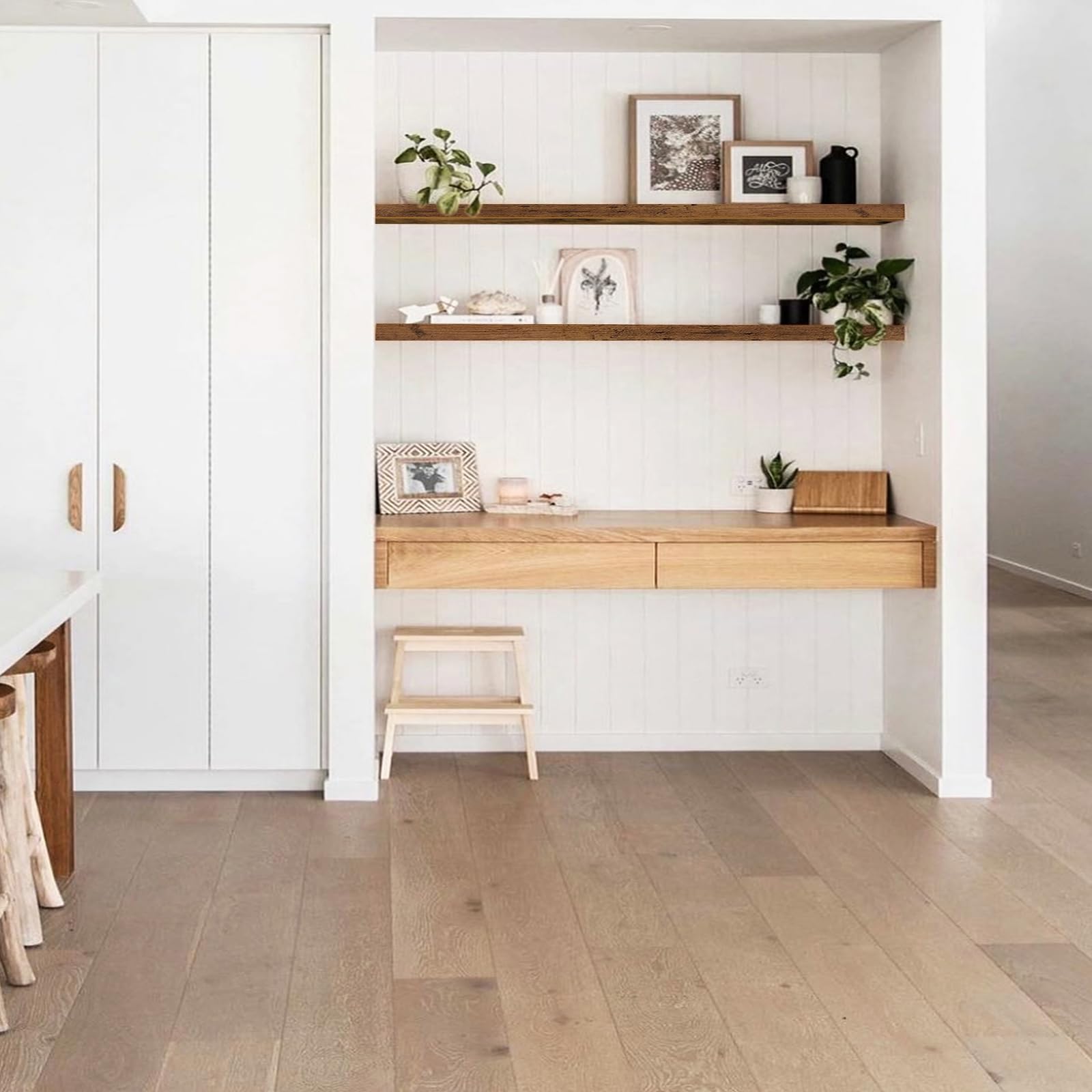 QEEIG Bathroom Floating Shelves for Wall - 15.7" Wall Mounted Shelf Over Toilet Farmhouse Home Decor Display Bookshelf Small 15.7 x 6.7 inch Set of 2, Rustic Brown (008-40BN)