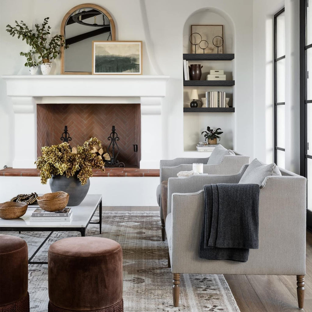 QEEIG Bathroom Floating Shelves for Wall - 15.7" Wall Mounted Shelf Over Toilet Farmhouse Home Decor Display Bookshelf Small 15.7 x 6.7 inch Set of 2, Rustic Brown (008-40BN)