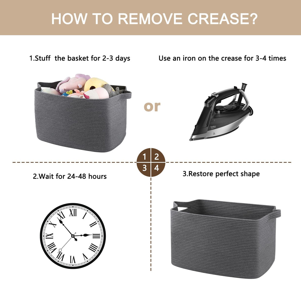 95L Extra Large Blanket Basket, 24" x 16.9" x 14.2" Woven Storage Basket for Living Room, Rectangle Nursery Blanket Storage for Toys, Towels, Dirty Clothes (Black)