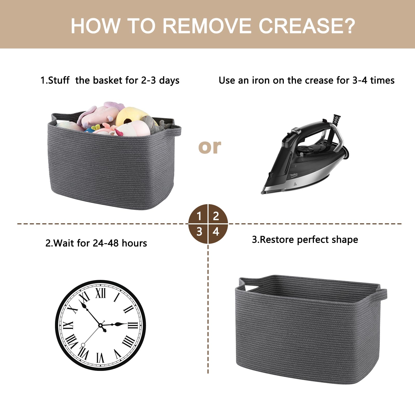 95L Extra Large Blanket Basket, 24" x 16.9" x 14.2" Woven Storage Basket for Living Room, Rectangle Nursery Blanket Storage for Toys, Towels, Dirty Clothes (Black)