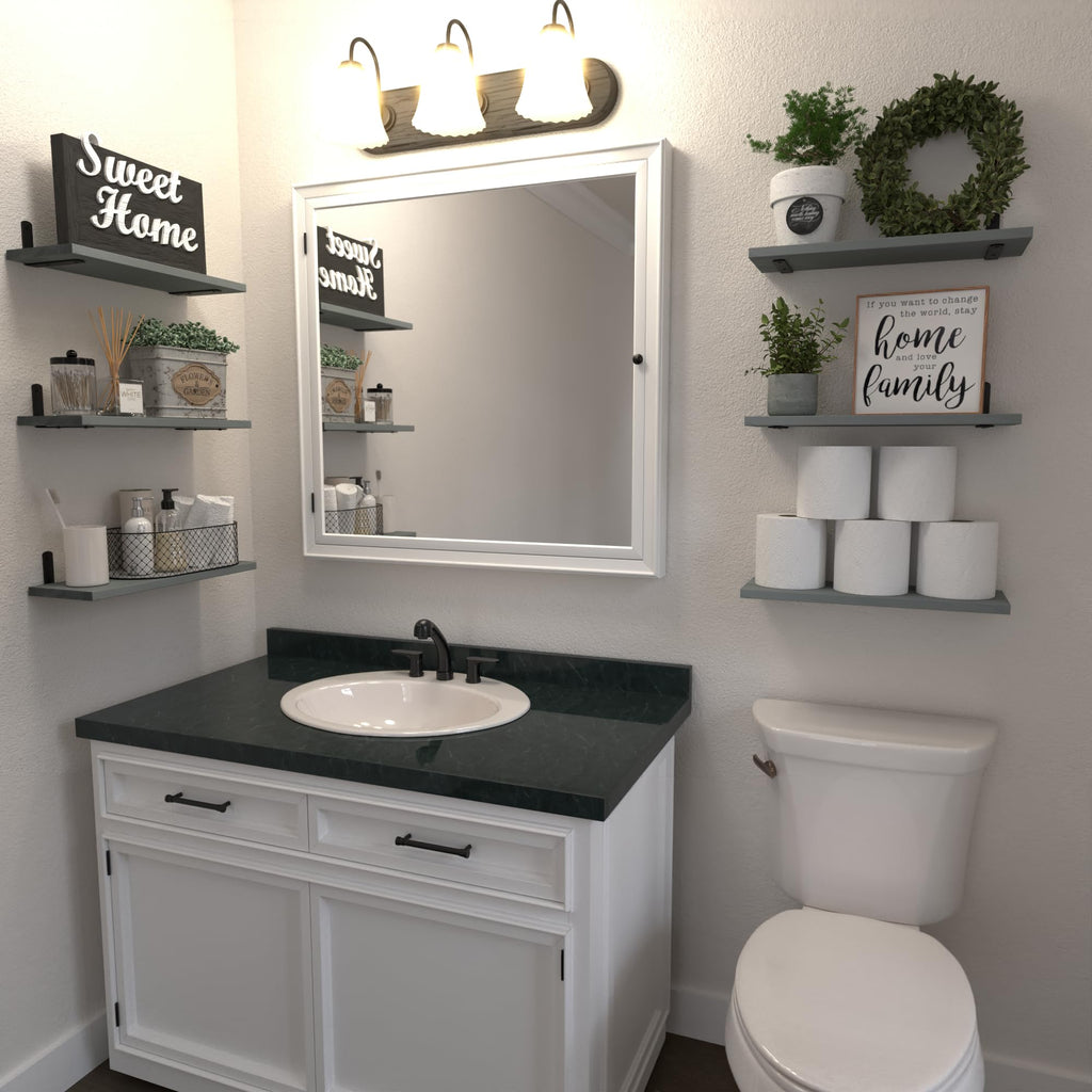 WOPITUES Wood Floating Shelves Set of 6, Shelves for Wall Decor, Farmhouse Shelf for Bedroom, Bathroom Storage Shelves, Book Shelves for Living Room - Rustic Brown