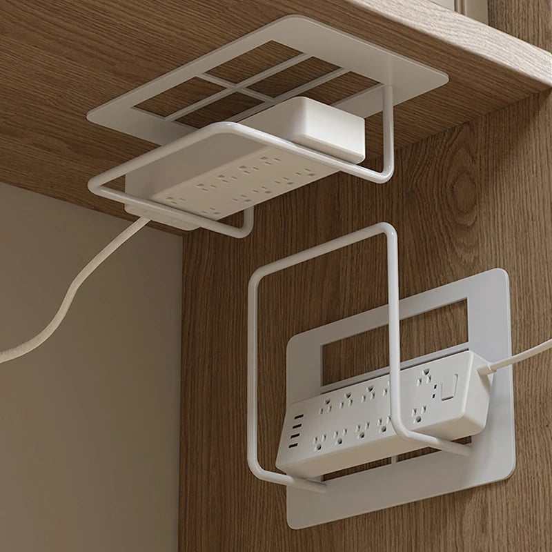 Easy To Install Non Drilling Wall Mounted Router Bracket Multifunctional Stylish White Cast Iron Multi-Purpose Wi-Fi Rack
