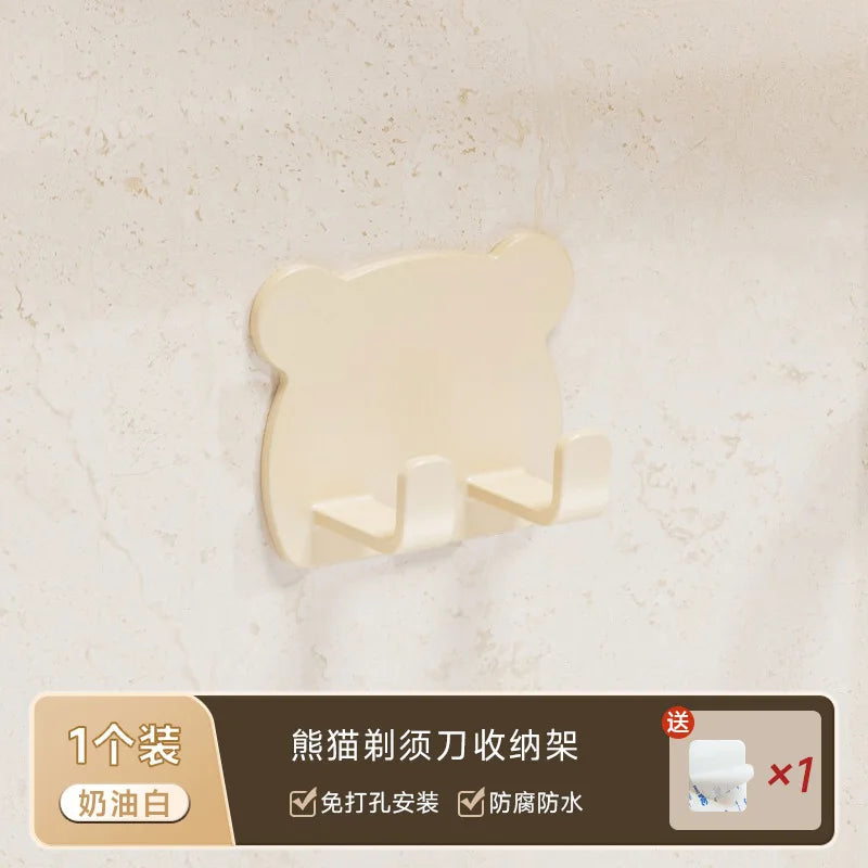 5/10pcs Shaver Rack Lovely Cartoon Bear Shaped Organizer Hook For Shaver Razor Comb Multifunctional Bathroom Storage Holder