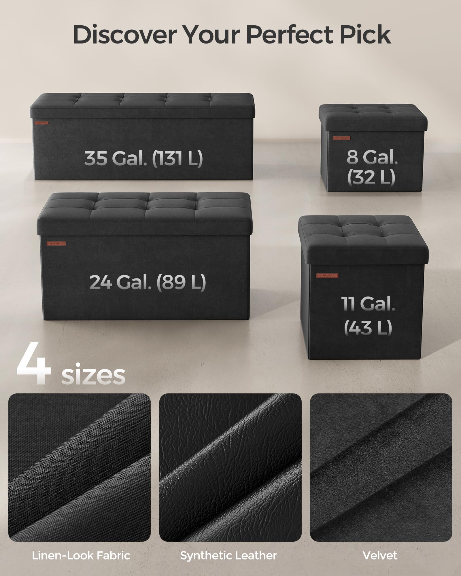 SONGMICS Mazie Collection - Storage Ottoman Bench, Foldable Foot Rest, 15 x 43 x 15 Inches, End of Bed Bench, Storage Chest, Load 660 lb, Living Room, Bedroom, Entryway, Jelly Pink ULSF277R01