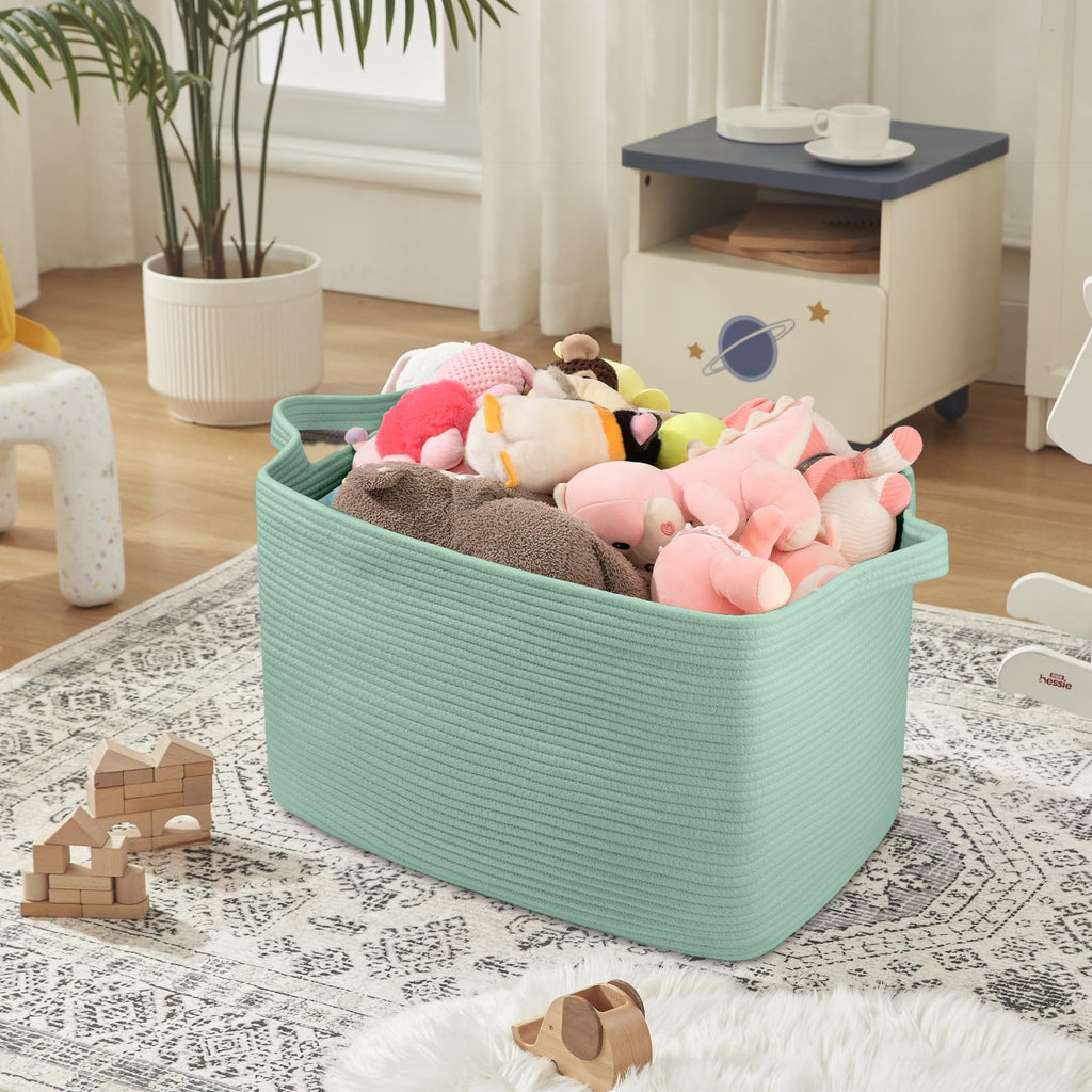 95L Extra Large Blanket Basket, 24" x 16.9" x 14.2" Woven Storage Basket for Living Room, Rectangle Nursery Blanket Storage for Toys, Towels, Dirty Clothes (Black)