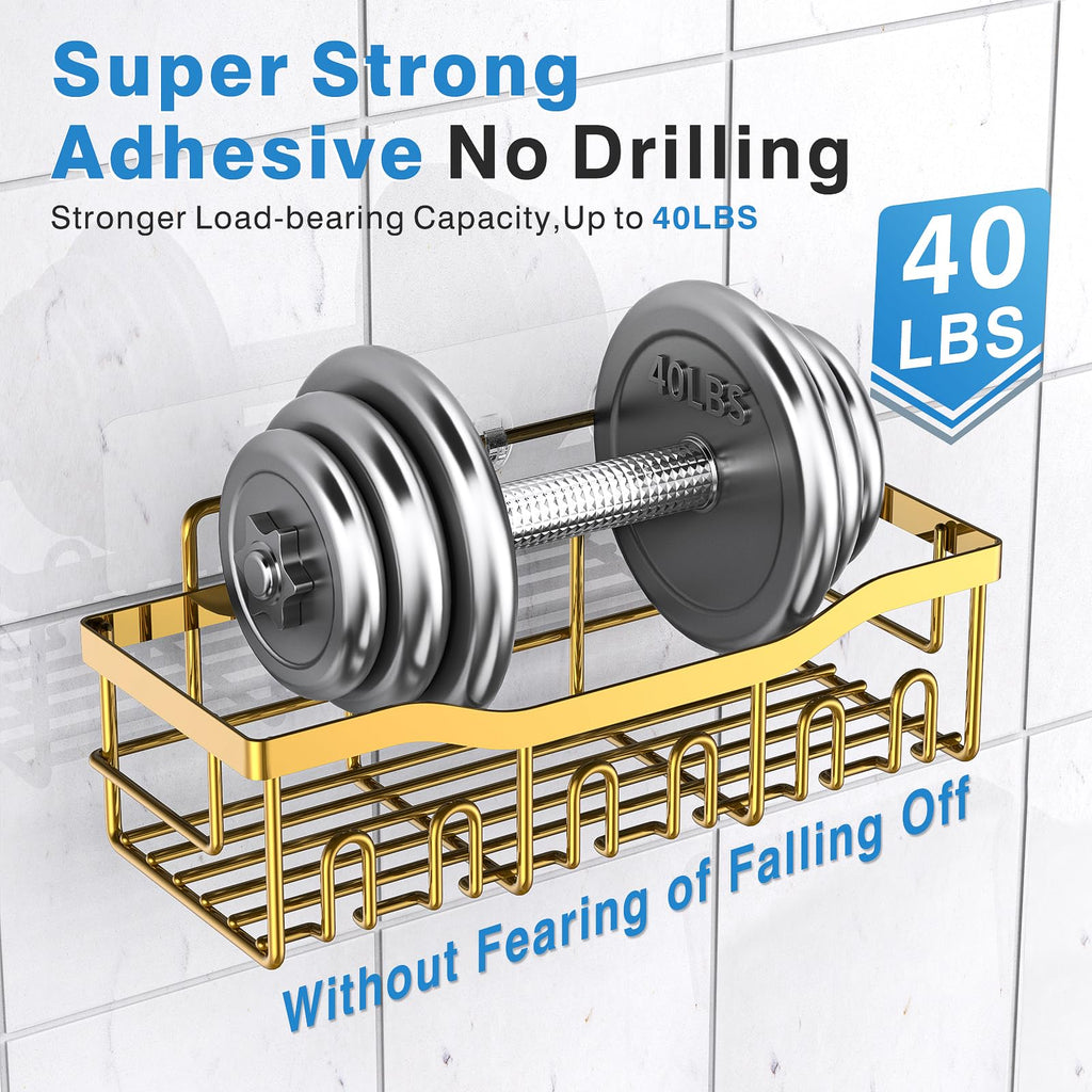 EUDELE Adhesive Shower Caddy, 5 Pack Rustproof Stainless Steel Bath Organizers With Large Capacity, No Drilling Shelves for Bathroom Storage & Home Decor