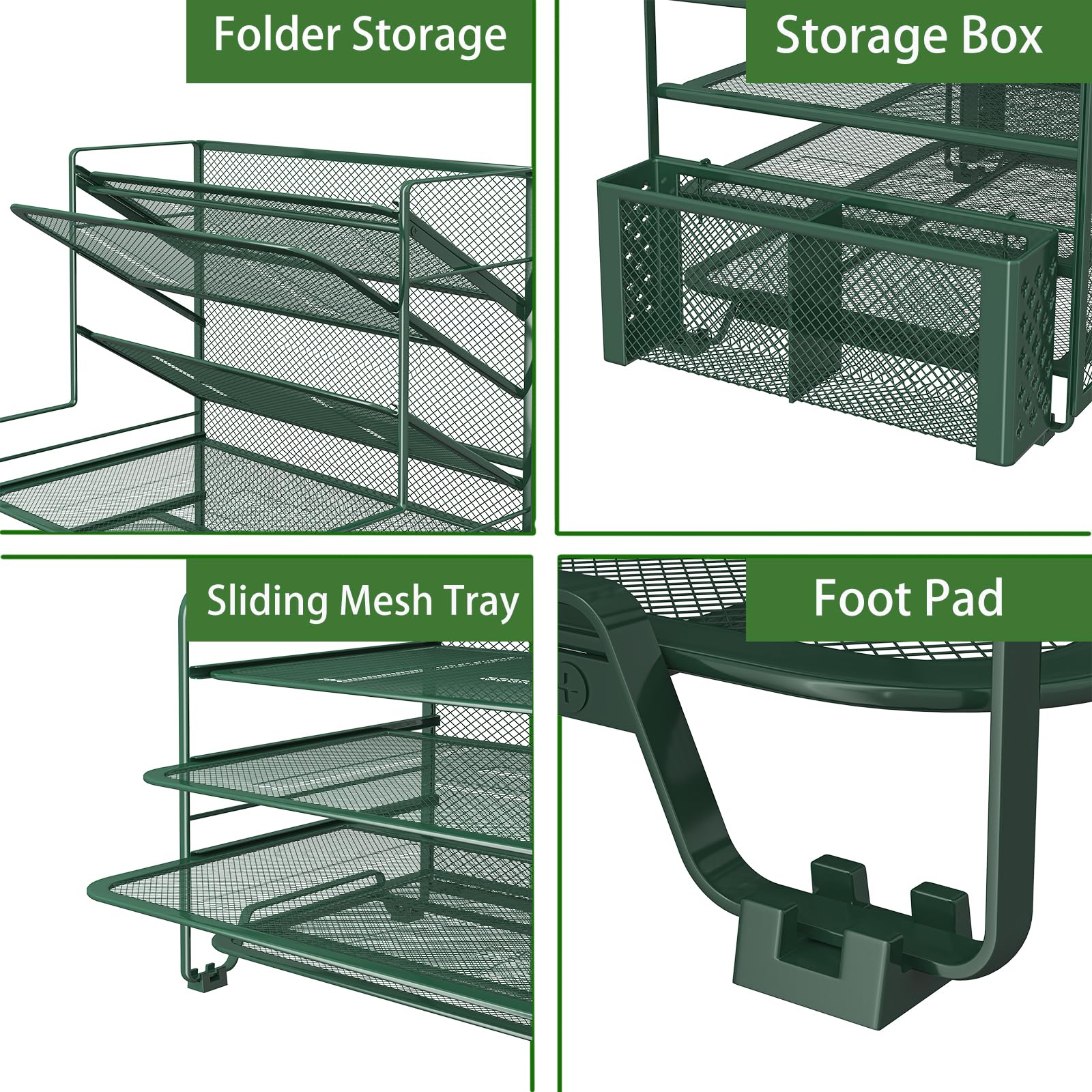 Simple Trending 7 Tier Desk File Organizer, Letter Tray Paper Organizer with Pen Holder and Metal Hanging Basket, Black