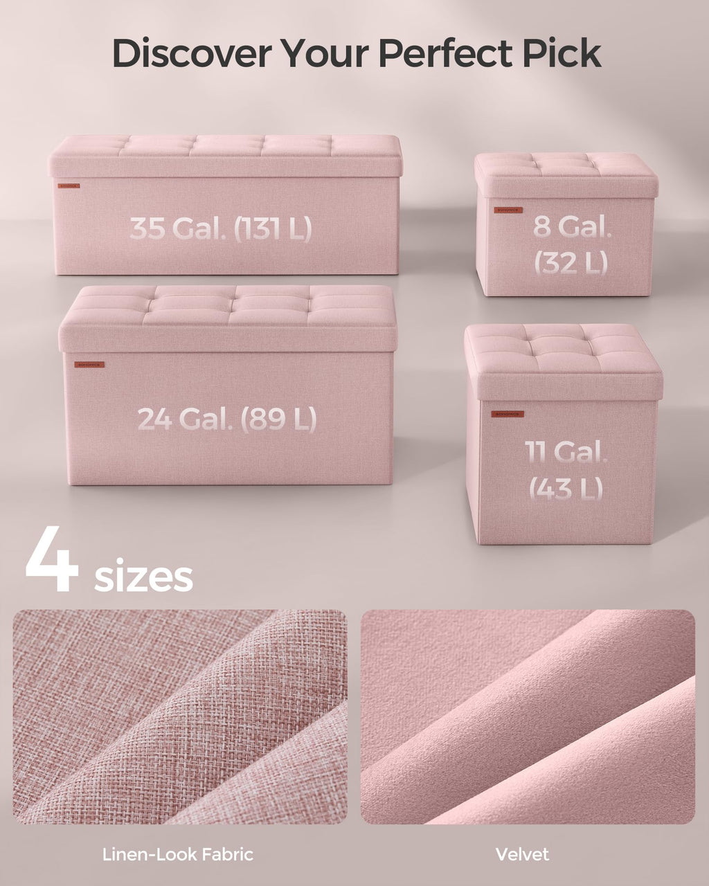 SONGMICS Mazie Collection - 30 Inches Folding Storage Ottoman Bench, Ottoman Foot Rest, End of Bed Bench, Storage Chest, Load 660 lb, for Living Room, Bedroom, Entryway, Ink Black ULSF047B01