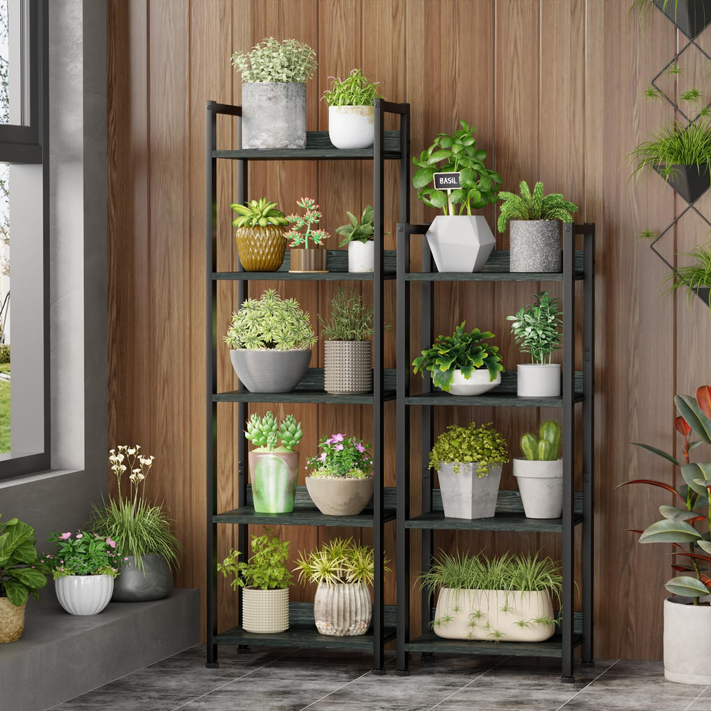 Furologee 5 Tier Bookshelf with Drawer, Tall Narrow Bookcase with Shelves, Wood and Metal Bookshelves Storage Organizer, Industrial Display Standing Shelf Unit for Bedroom, Living Room, Rustic Brown