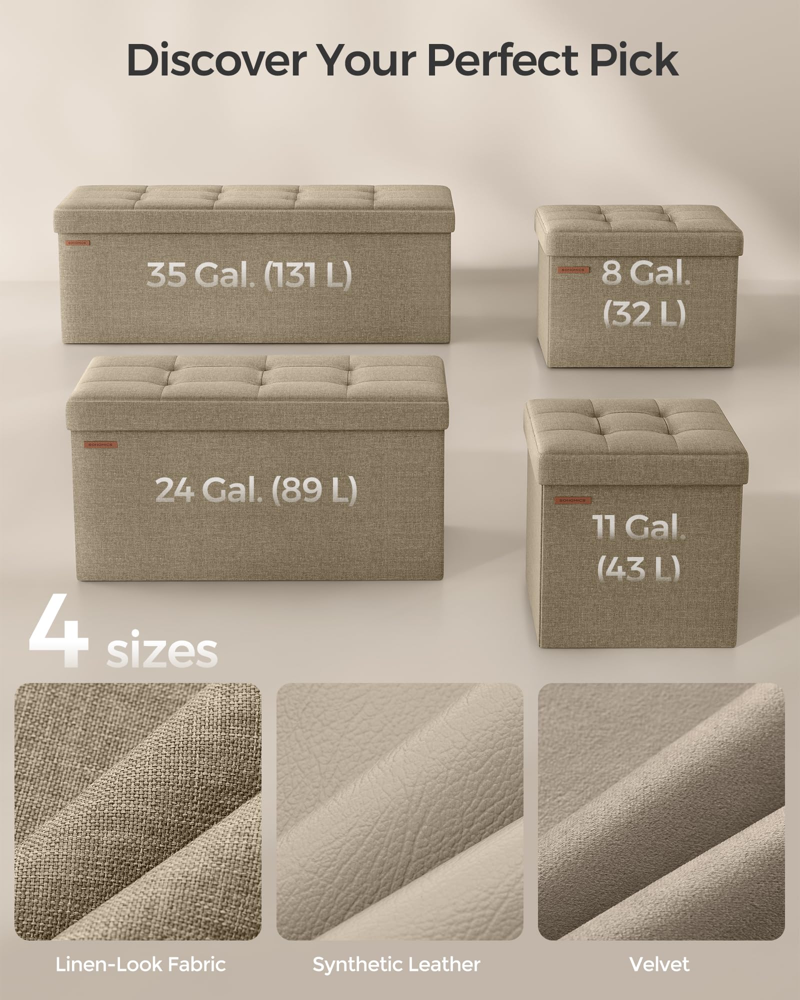 SONGMICS Mazie Collection - 30 Inches Folding Storage Ottoman Bench, Ottoman Foot Rest, End of Bed Bench, Storage Chest, Load 660 lb, for Living Room, Bedroom, Entryway, Ink Black ULSF047B01