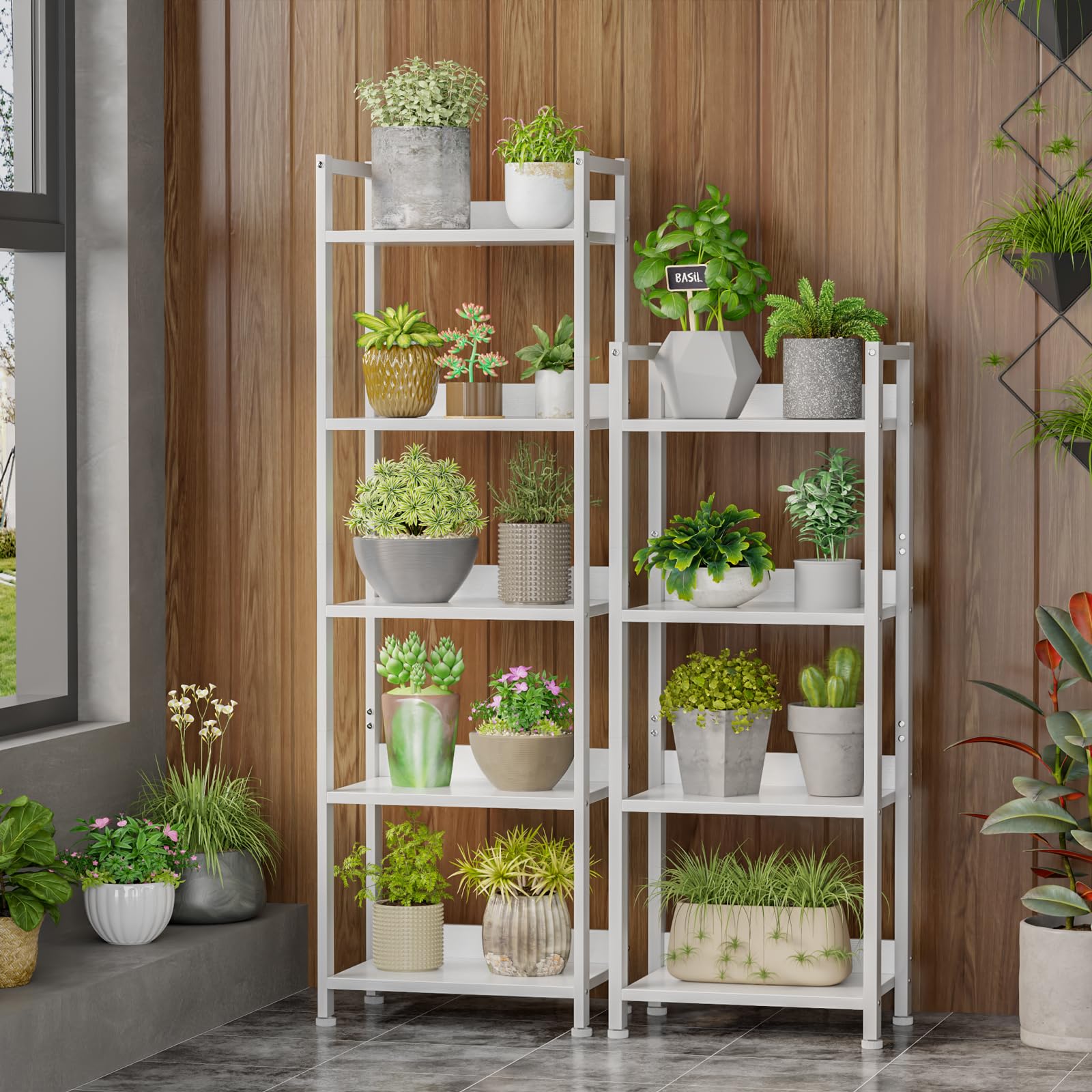 Furologee 5 Tier Bookshelf with Drawer, Tall Narrow Bookcase with Shelves, Wood and Metal Bookshelves Storage Organizer, Industrial Display Standing Shelf Unit for Bedroom, Living Room, Rustic Brown