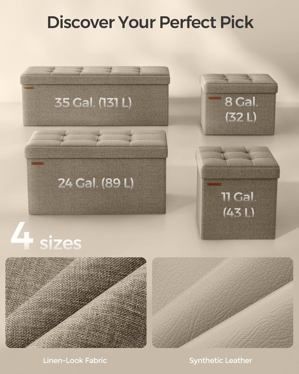 SONGMICS Mazie Collection - 30 Inches Folding Storage Ottoman Bench, Ottoman Foot Rest, End of Bed Bench, Storage Chest, Load 660 lb, for Living Room, Bedroom, Entryway, Ink Black ULSF047B01